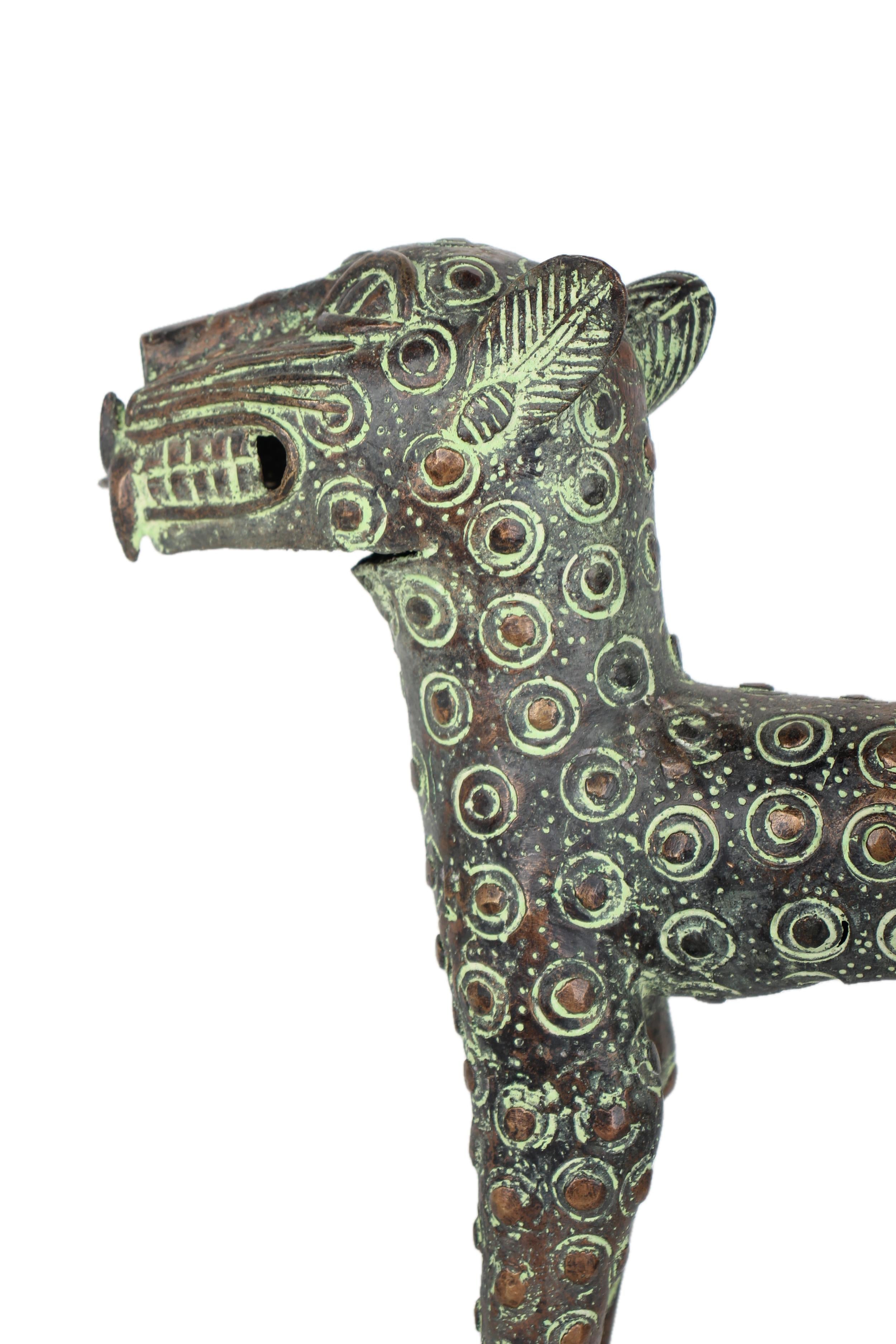 Edo Tribe Benin Bronze Leopard ~16.5" Tall - New 2025