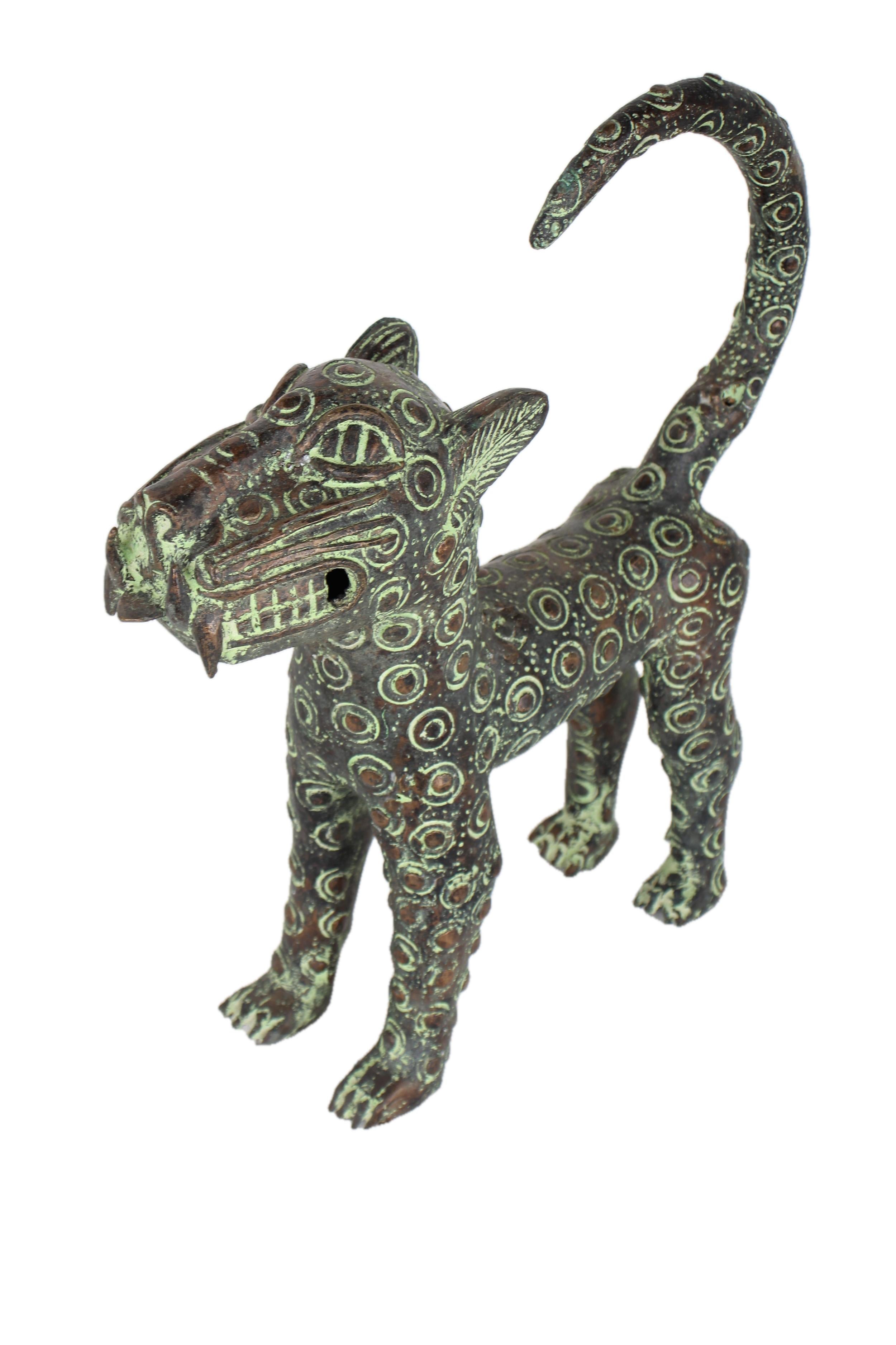 Edo Tribe Benin Bronze Leopard ~16.5" Tall - New 2025 - West African Artifacts