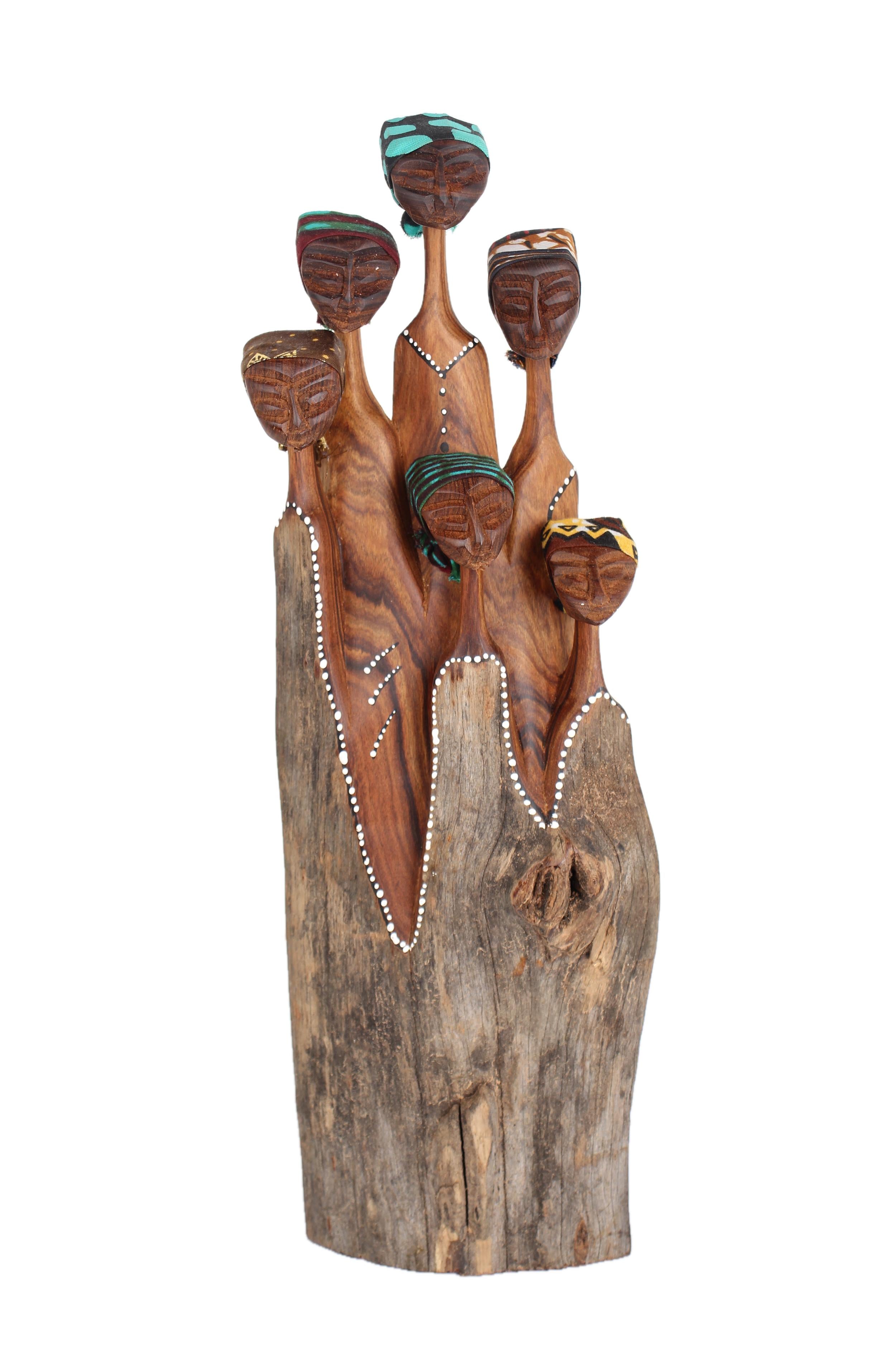 Makonde Tribe Wooden Holder ~15.7" Tall - New 2025