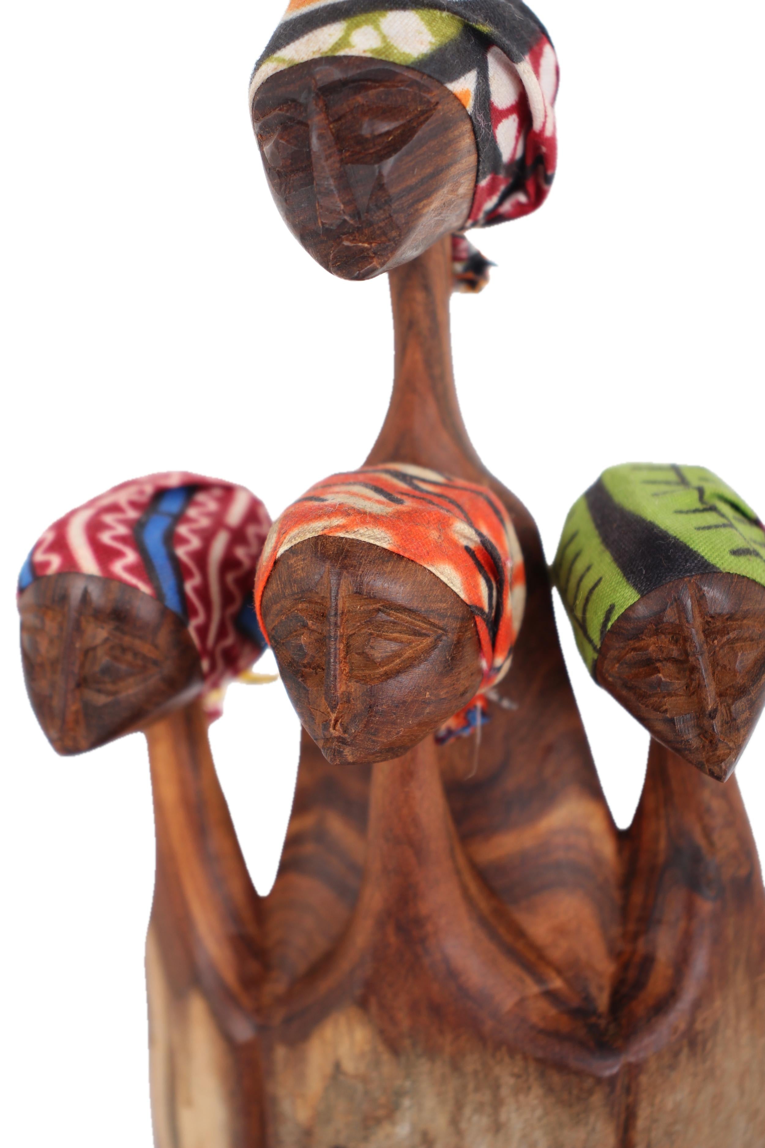 Makonde Tribe Mozambican Family ~7.9" Tall - New 2025