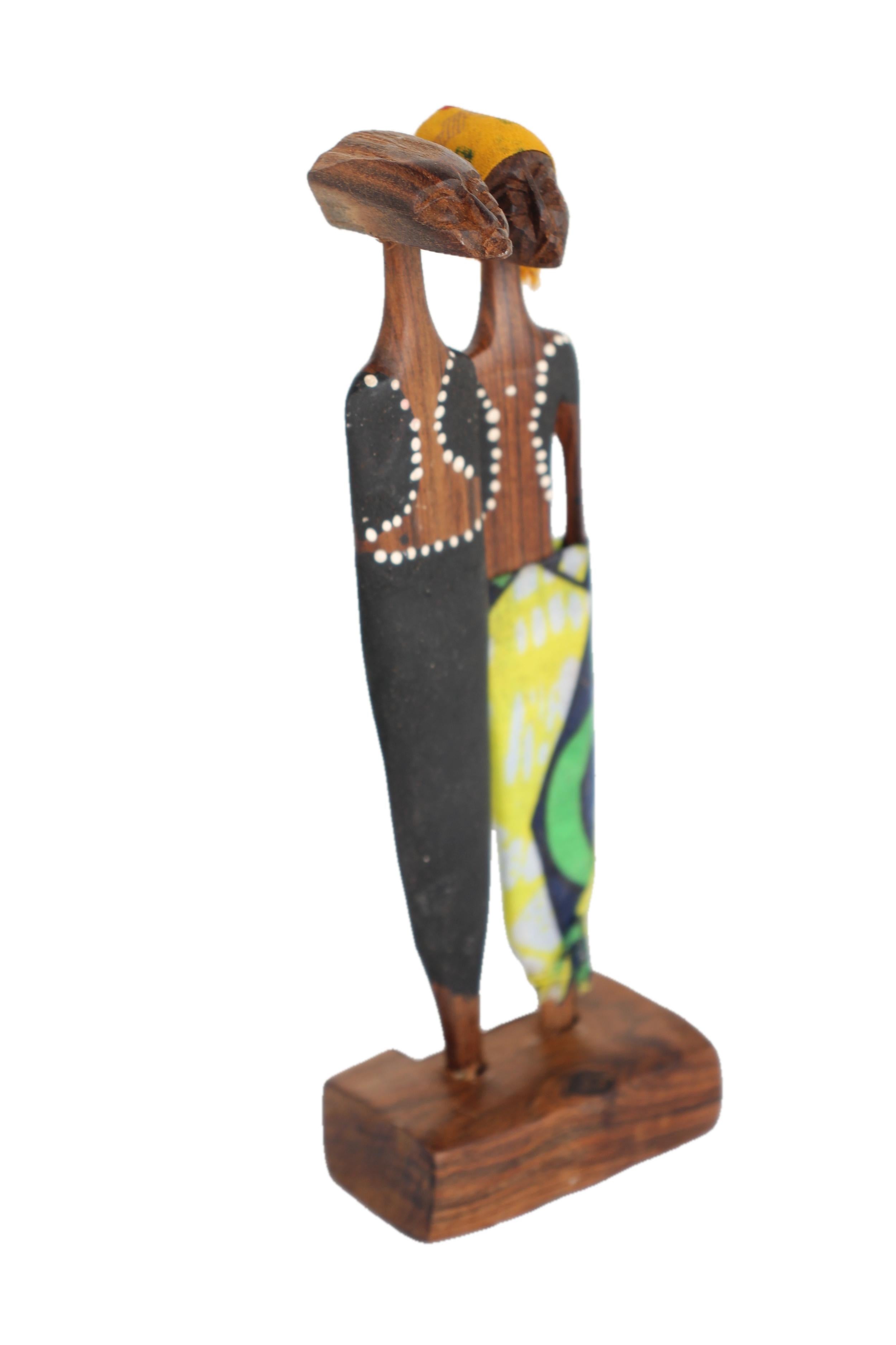 Makonde Tribe Mozambican Family ~6.7" Tall - New 2025 - Wooden and Basket Artifacts