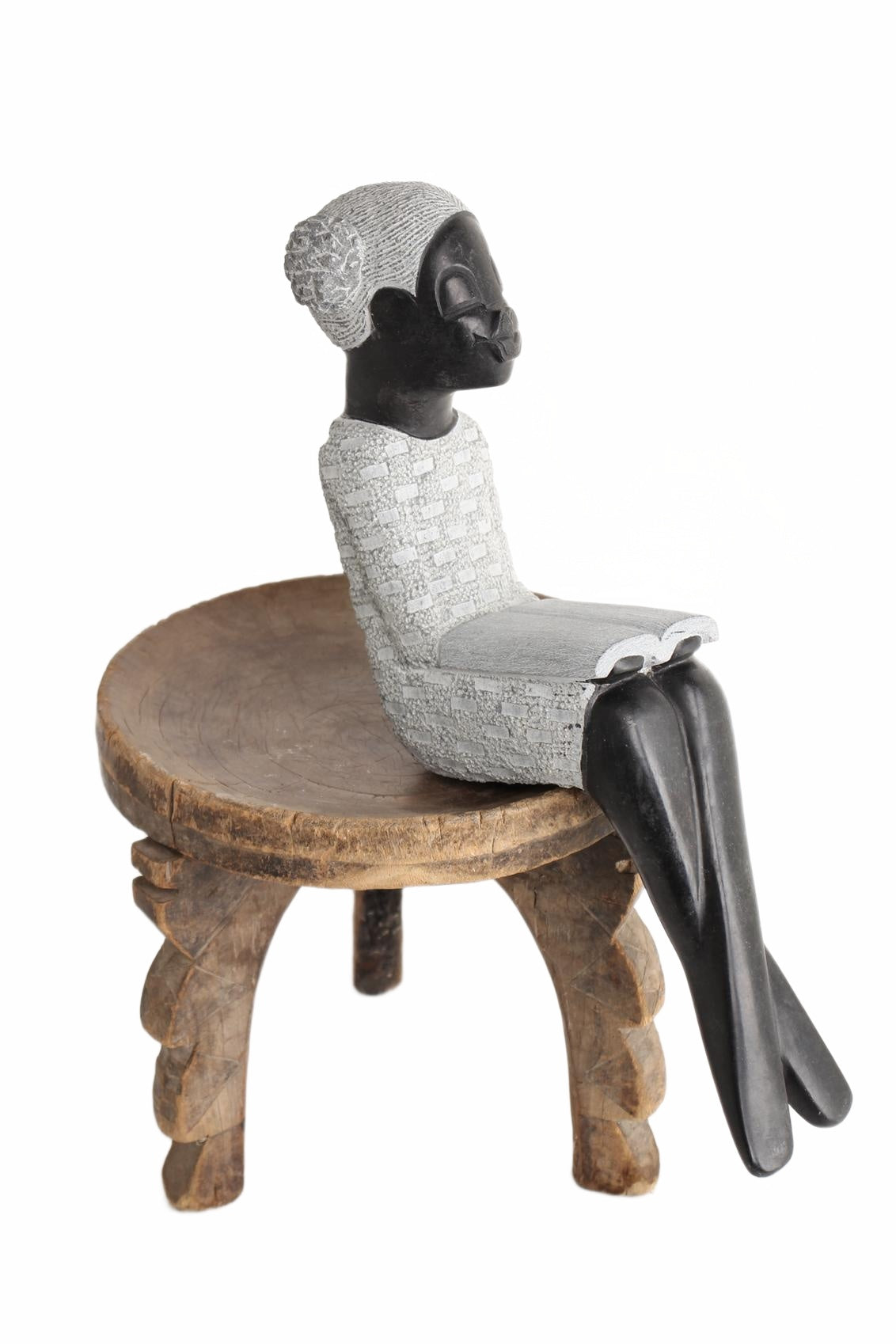 Shona Tribe Springstone Book Reader ~18.5" Tall (New 2026) - Sculpture & Statuary