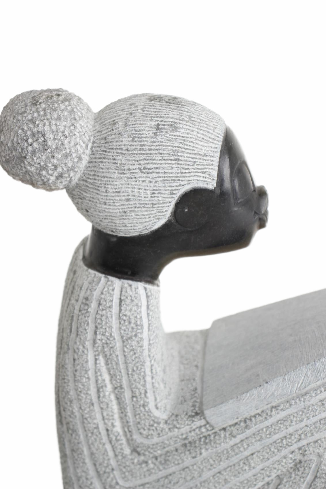 Shona Tribe Springstone Book Reader ~14.6" Tall (New 2026) - Sculpture & Statuary