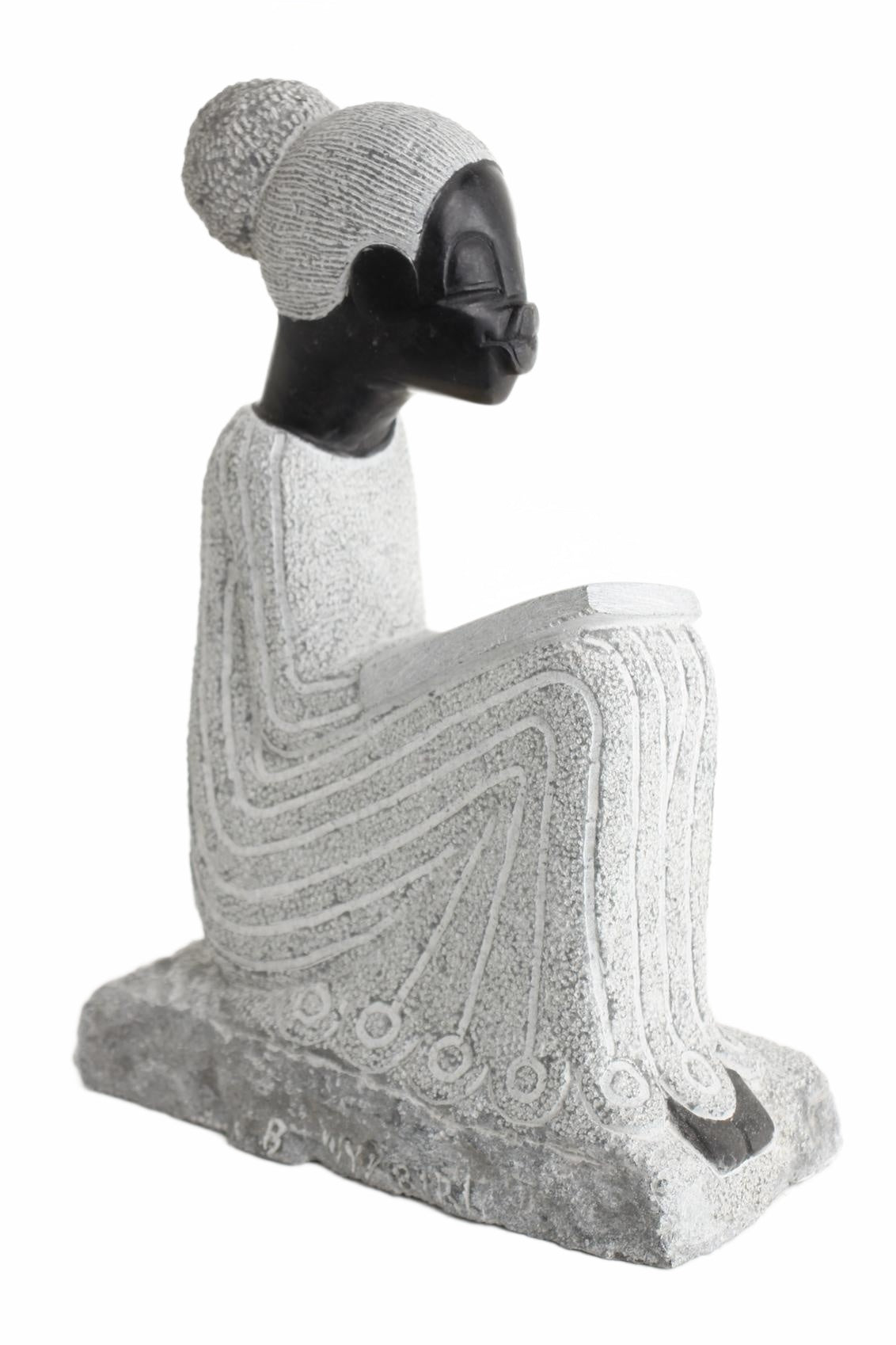 Shona Tribe Springstone Book Reader ~14.6" Tall (New 2026) - Sculpture & Statuary