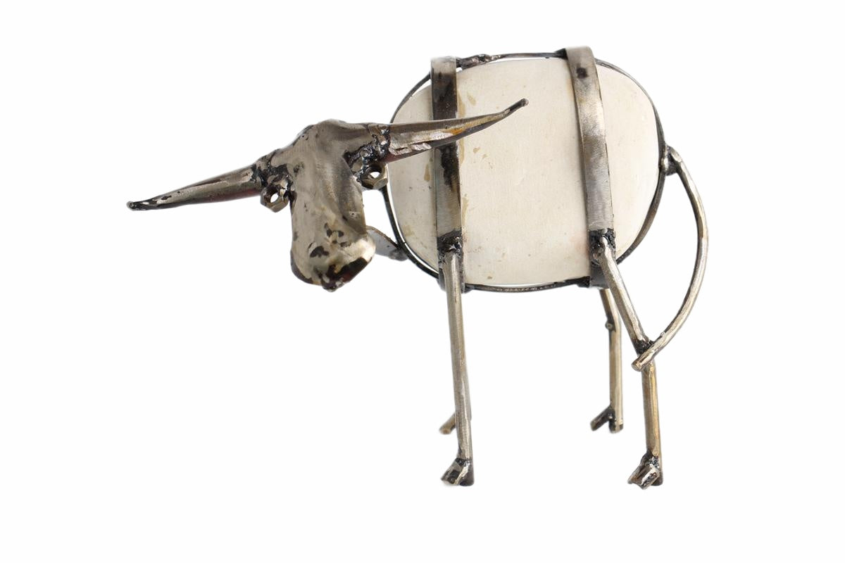 Shona Tribe Metal/Rock Bull Sculpture ~9.1" Tall (New 2026) - Sculpture & Statuary