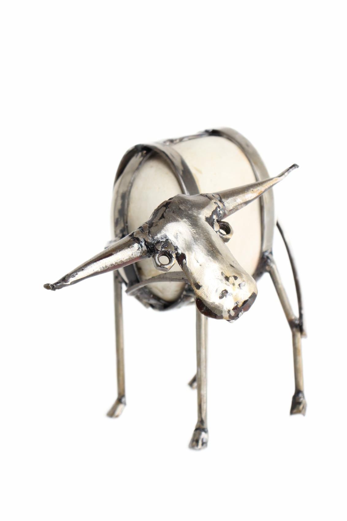 Shona Tribe Metal/Rock Bull Sculpture ~9.1" Tall (New 2026) - Sculpture & Statuary