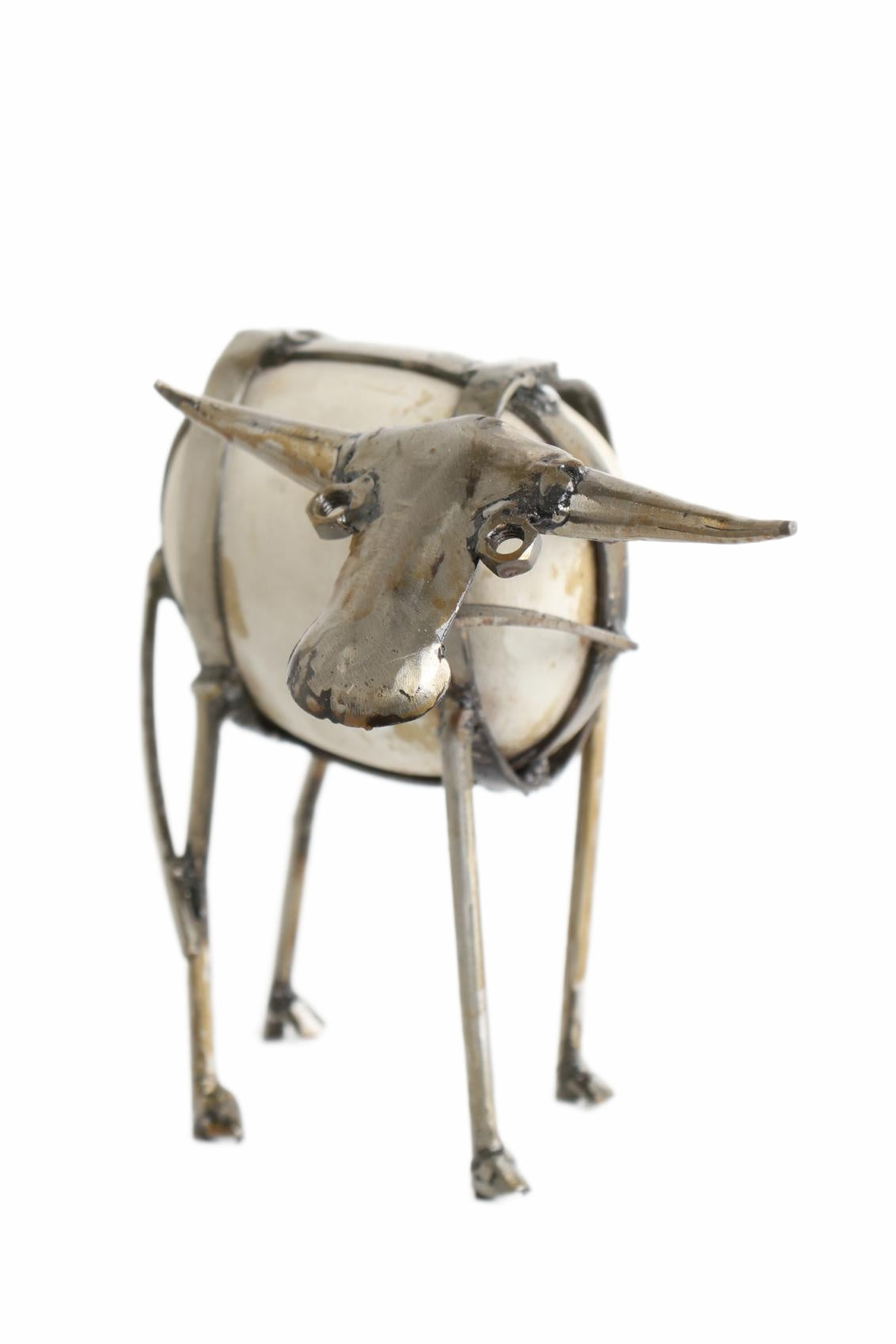 Shona Tribe Metal/Rock Bull Sculpture ~9.1" Tall (New 2026) - Sculpture & Statuary
