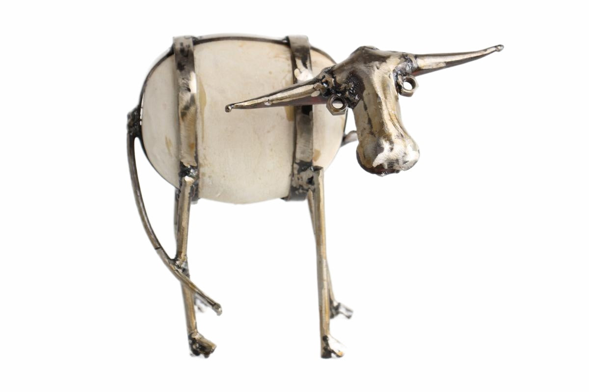 Shona Tribe Metal/Rock Bull Sculpture ~9.1" Tall (New 2026) - Sculpture & Statuary