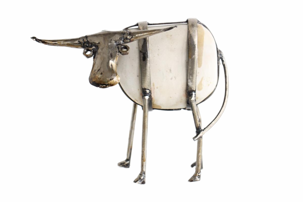 Shona Tribe Metal/Rock Bull Sculpture ~9.4" Tall (New 2026) - Sculpture & Statuary