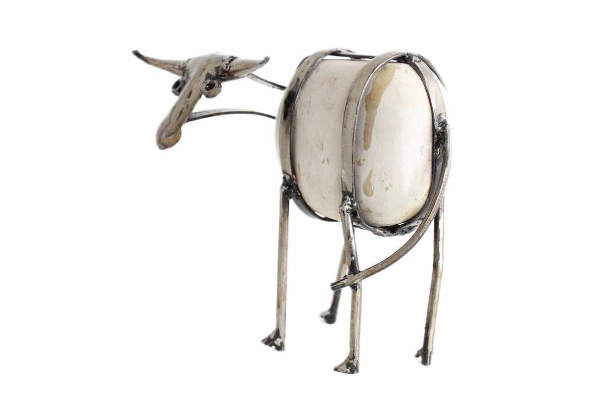 Shona Tribe Metal/Rock Bull Sculpture ~9.4" Tall (New 2026) - Sculpture & Statuary