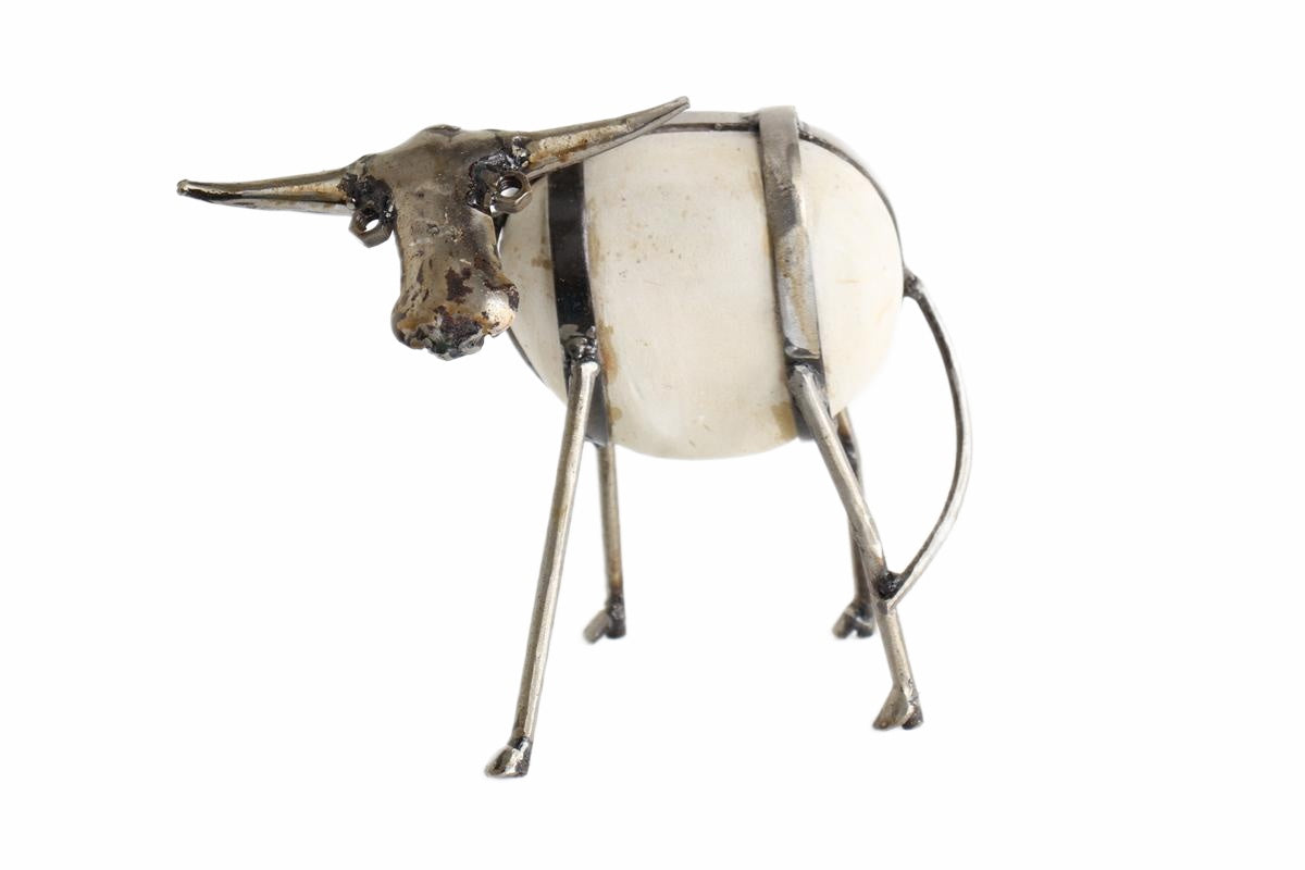 Shona Tribe Metal/Rock Bull Sculpture ~9.1" Tall (New 2026) - Sculpture & Statuary