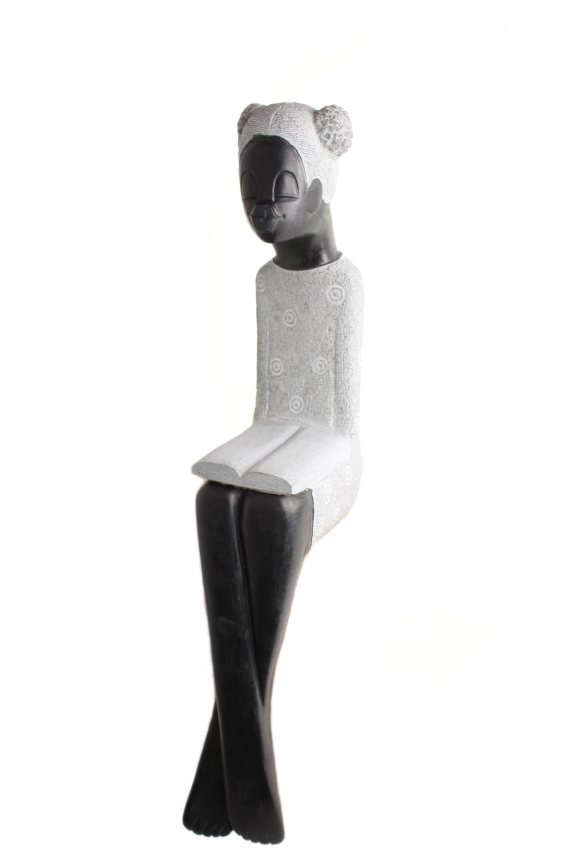 Shona Tribe Springstone Book Reader ~33.5" Tall (New 2026) - Sculpture & Statuary