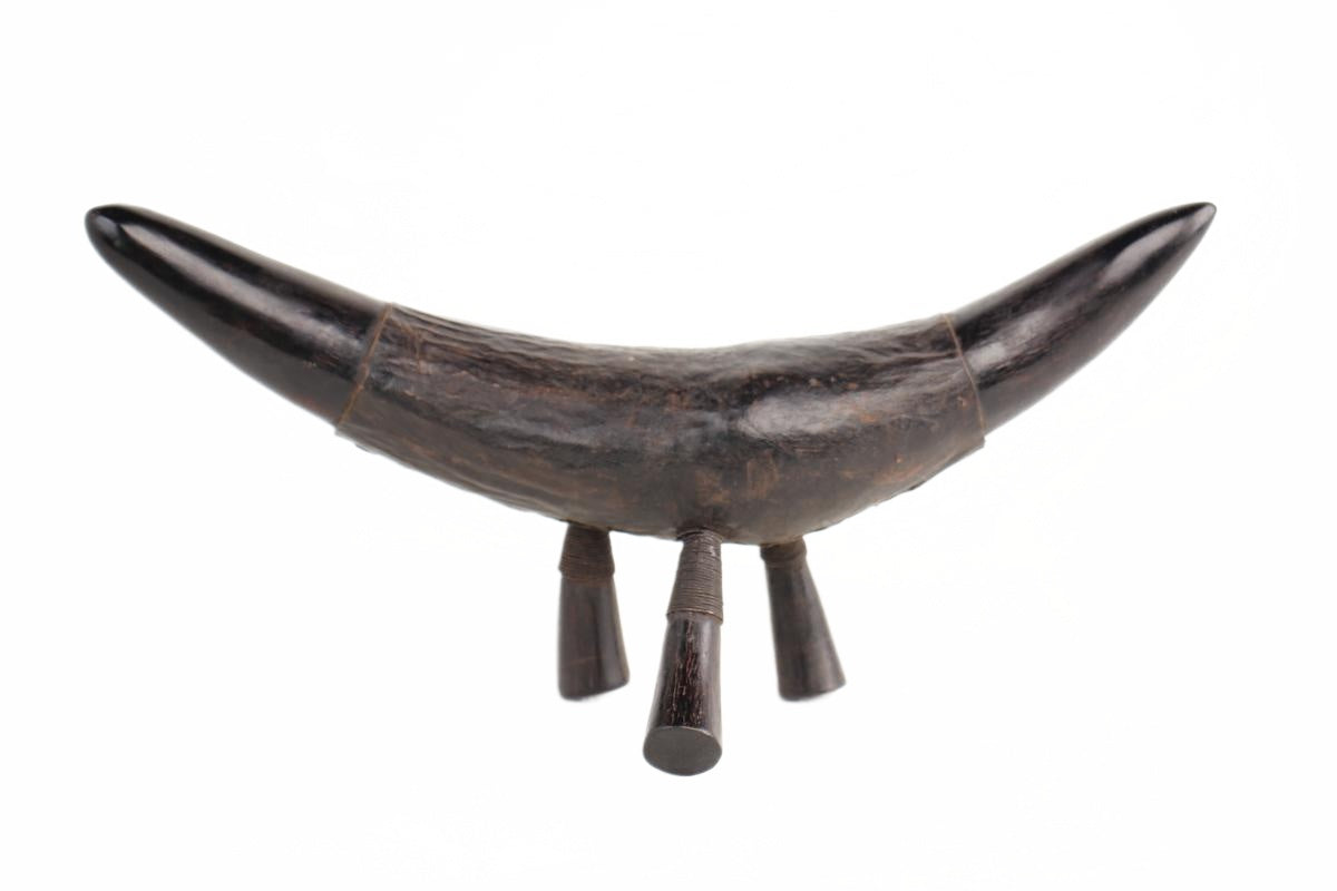 Tikar Tribe Wooden Headrest ~7.1" Tall (New 2026) - Sculpture & Statuary