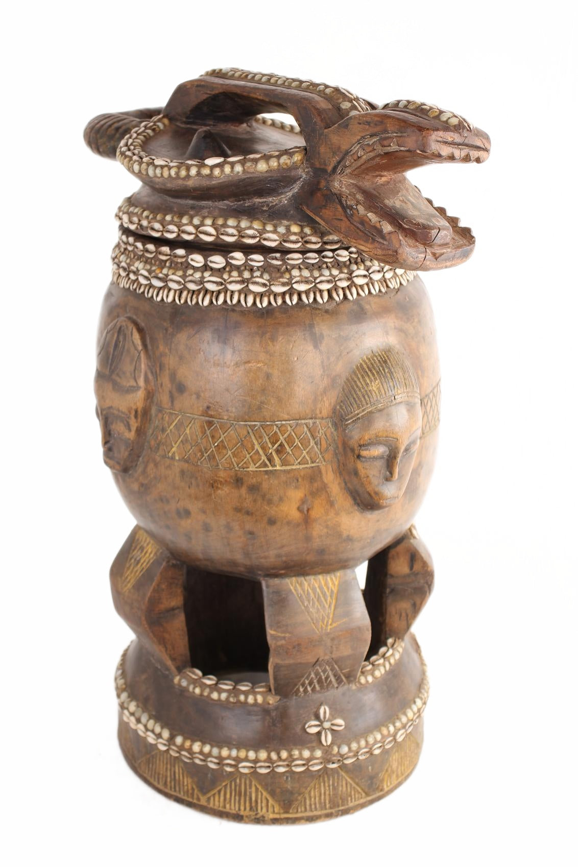 Baule Tribe Antique Wooden Pots ~27.2" Tall (New 2026) - Sculpture & Statuary