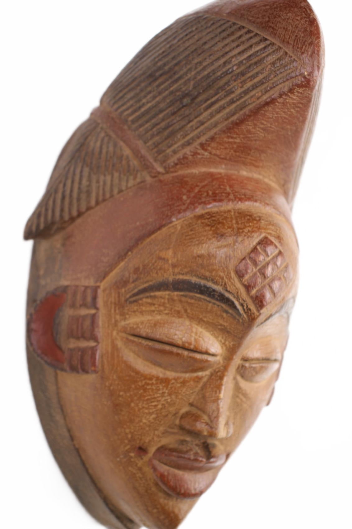 Punu Tribe Painted Mask ~13.0" Tall (New 2026) - Masks