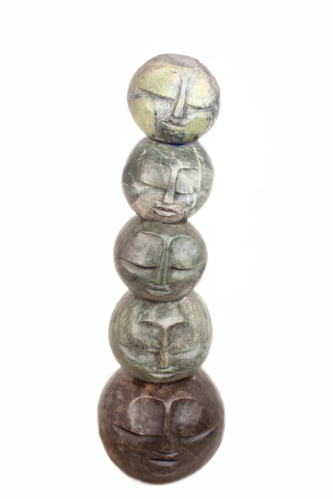 Shona Tribe Serpentine Stone Family Tree ~35.4" Tall (New 2026) - Sculpture & Statuary