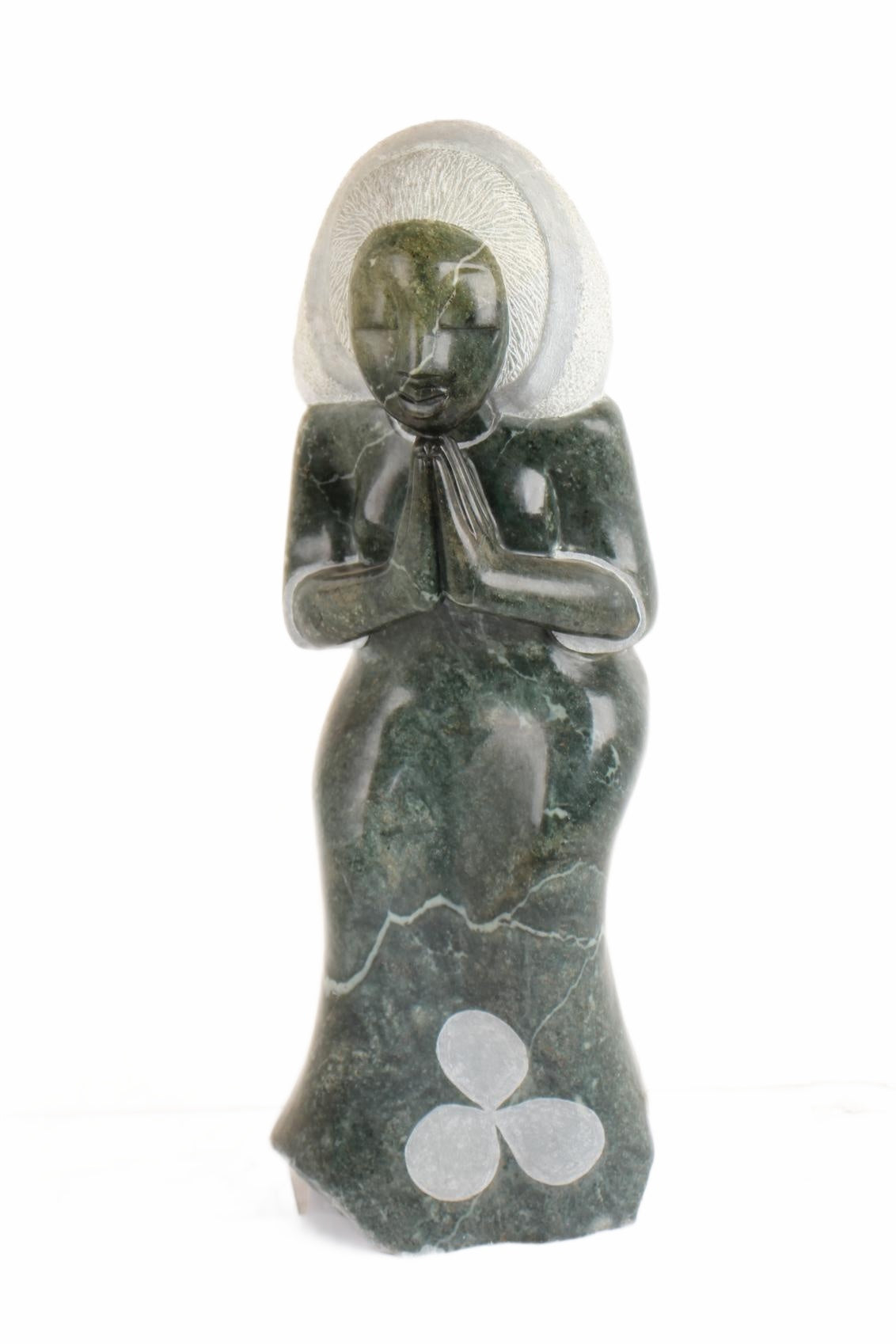 Shona Tribe Opal Stone Praying Woman Sculpture ~28.0" Tall (New 2026) - Sculpture & Statuary