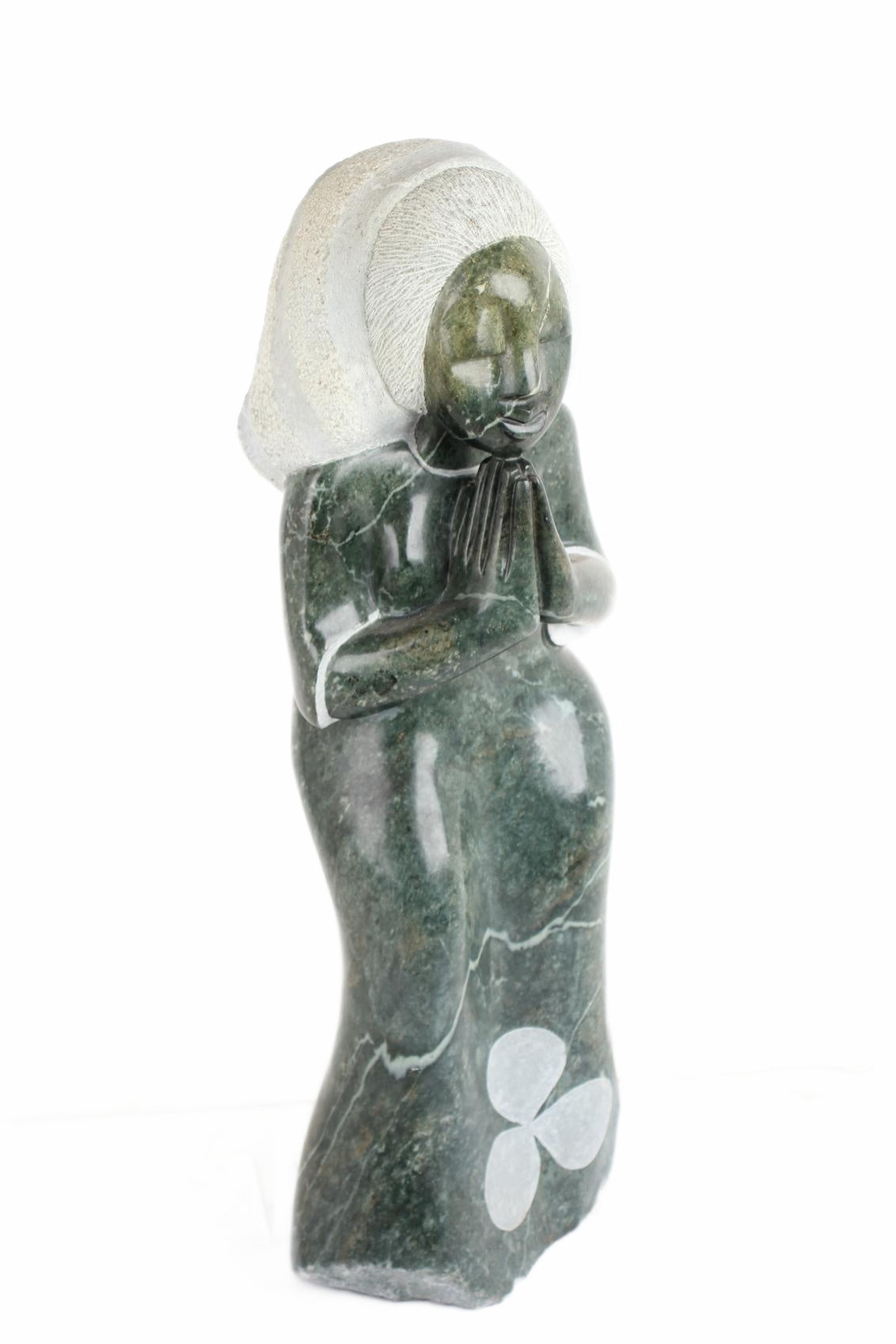 Shona Tribe Opal Stone Praying Woman Sculpture ~28.0" Tall (New 2026) - Sculpture & Statuary