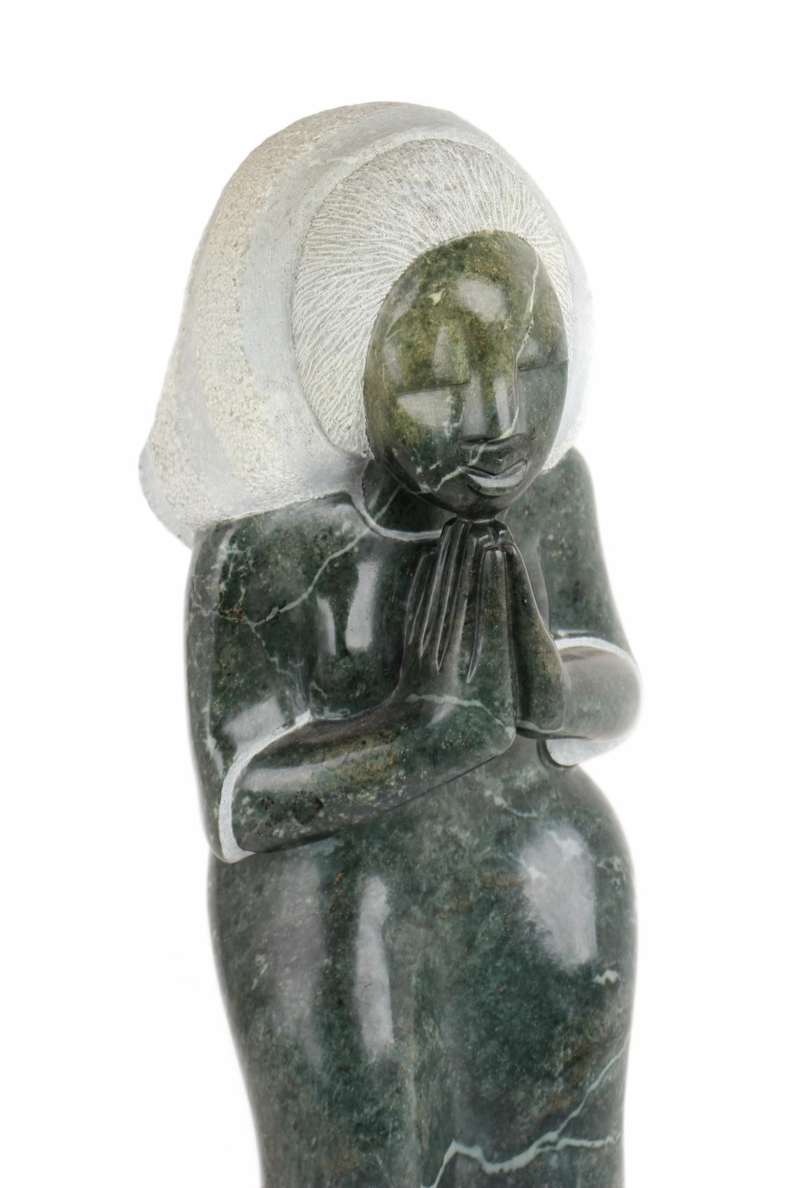 Shona Tribe Opal Stone Praying Woman Sculpture ~28.0" Tall (New 2026) - Sculpture & Statuary