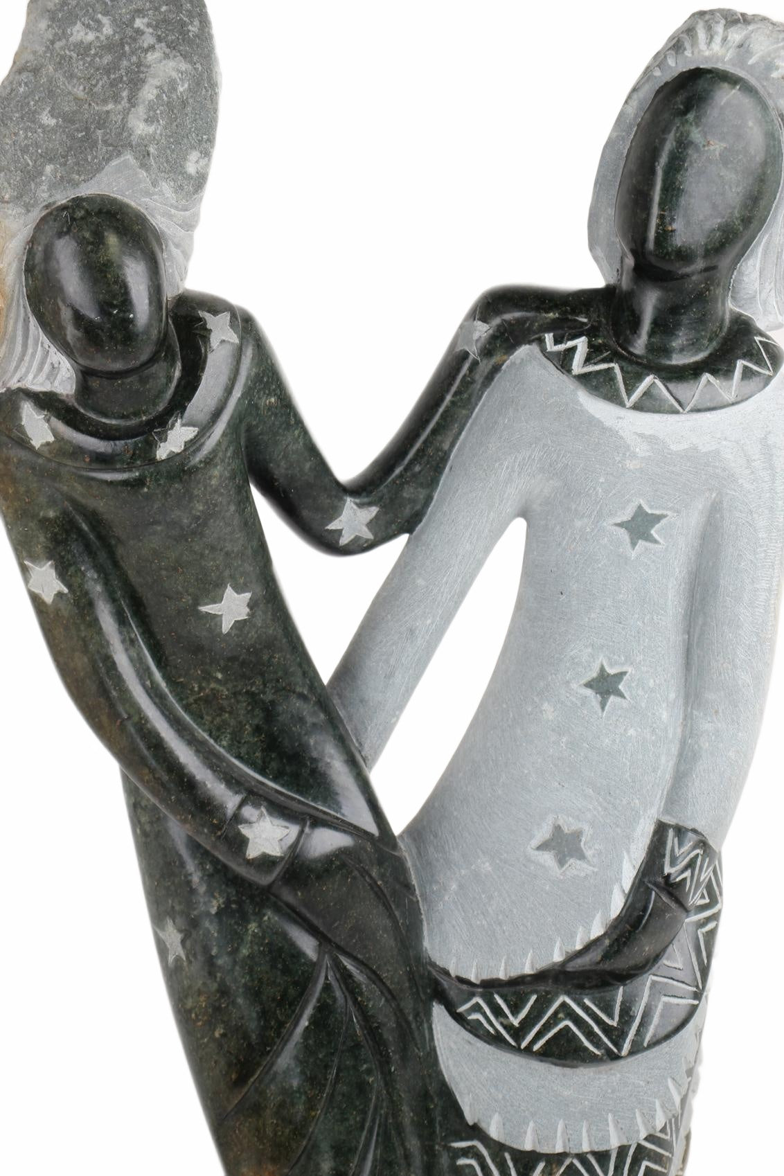 Shona Tribe Opal Stone Sisters ~33.5" Tall (New 2026) - Sculpture & Statuary