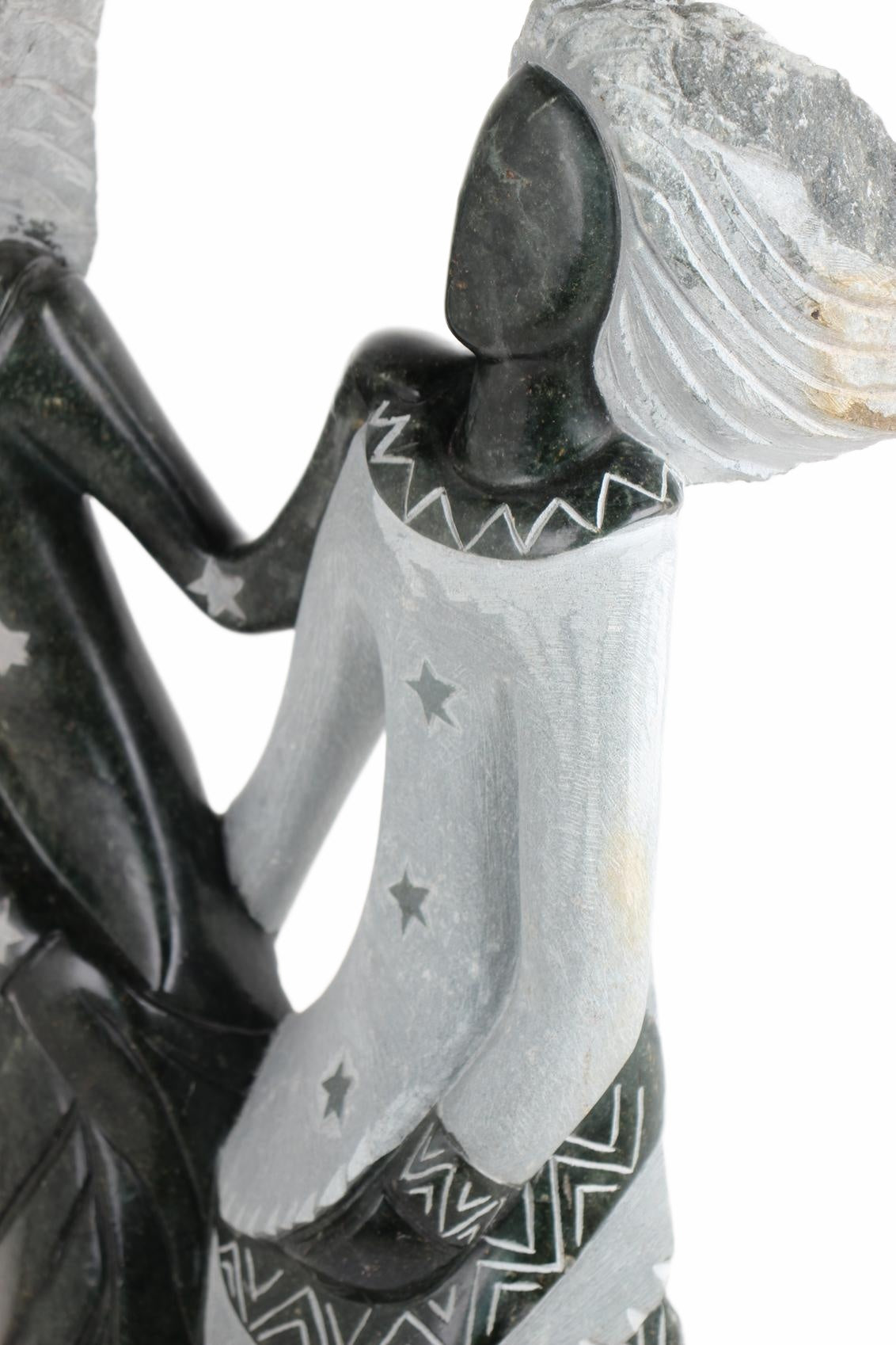 Shona Tribe Opal Stone Sisters ~33.5" Tall (New 2026) - Sculpture & Statuary