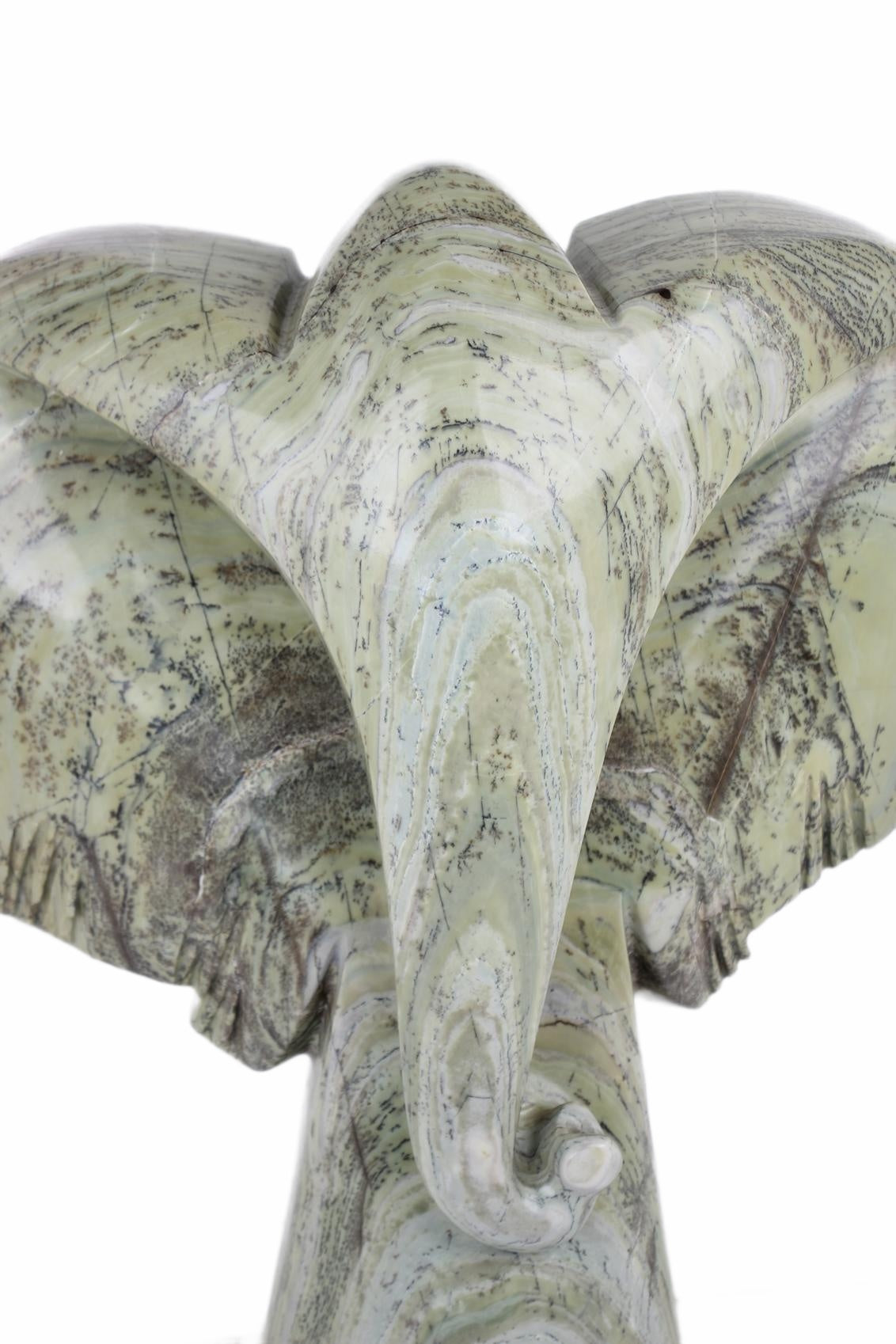 Shona Tribe Butter Jade Elephant ~22.4" Tall (New 2026) - Sculpture & Statuary