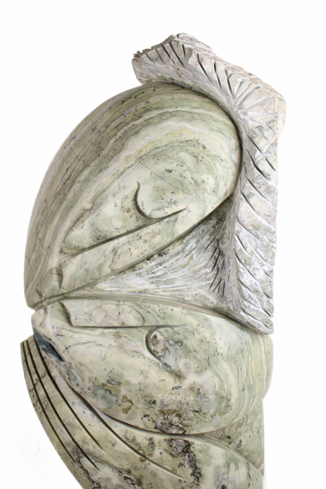 Shona Tribe Butter Jade Mother and Child ~48.0" Tall (New 2026) - Sculpture & Statuary