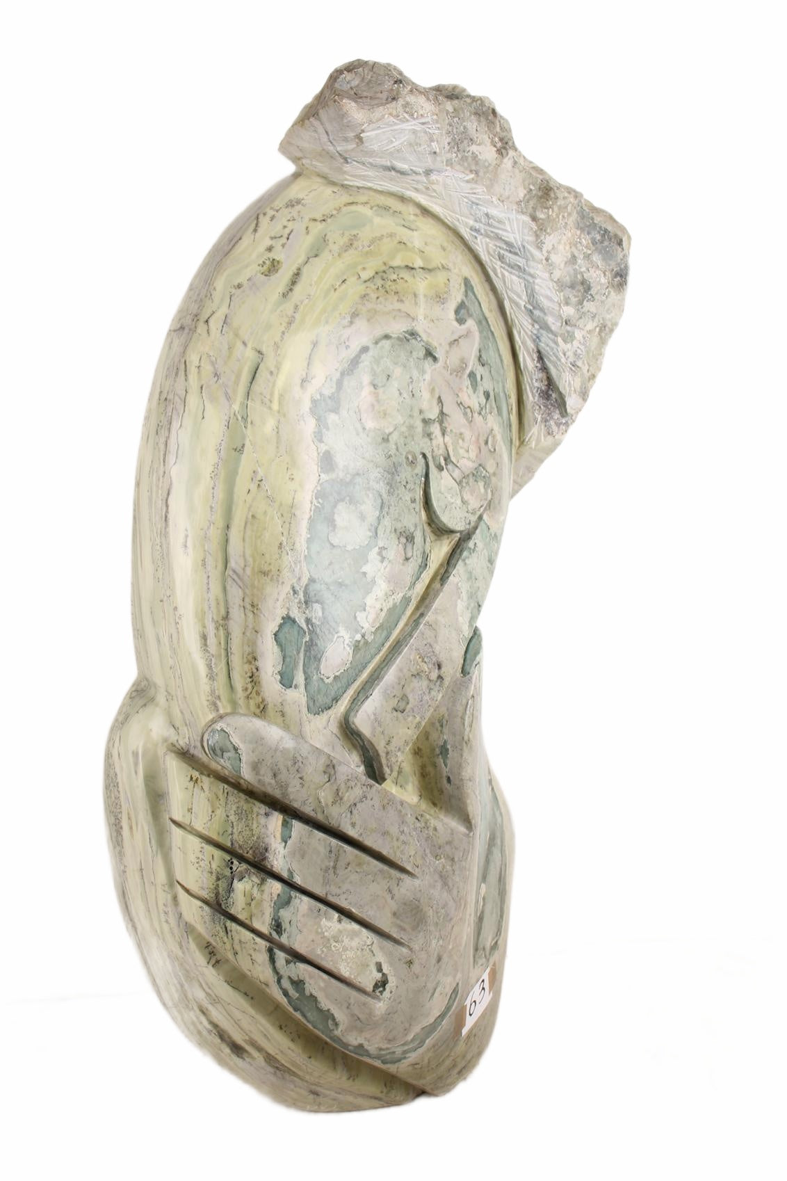 Shona Tribe Butter Jade Thinker ~42.9" Tall (New 2026) - Sculpture & Statuary