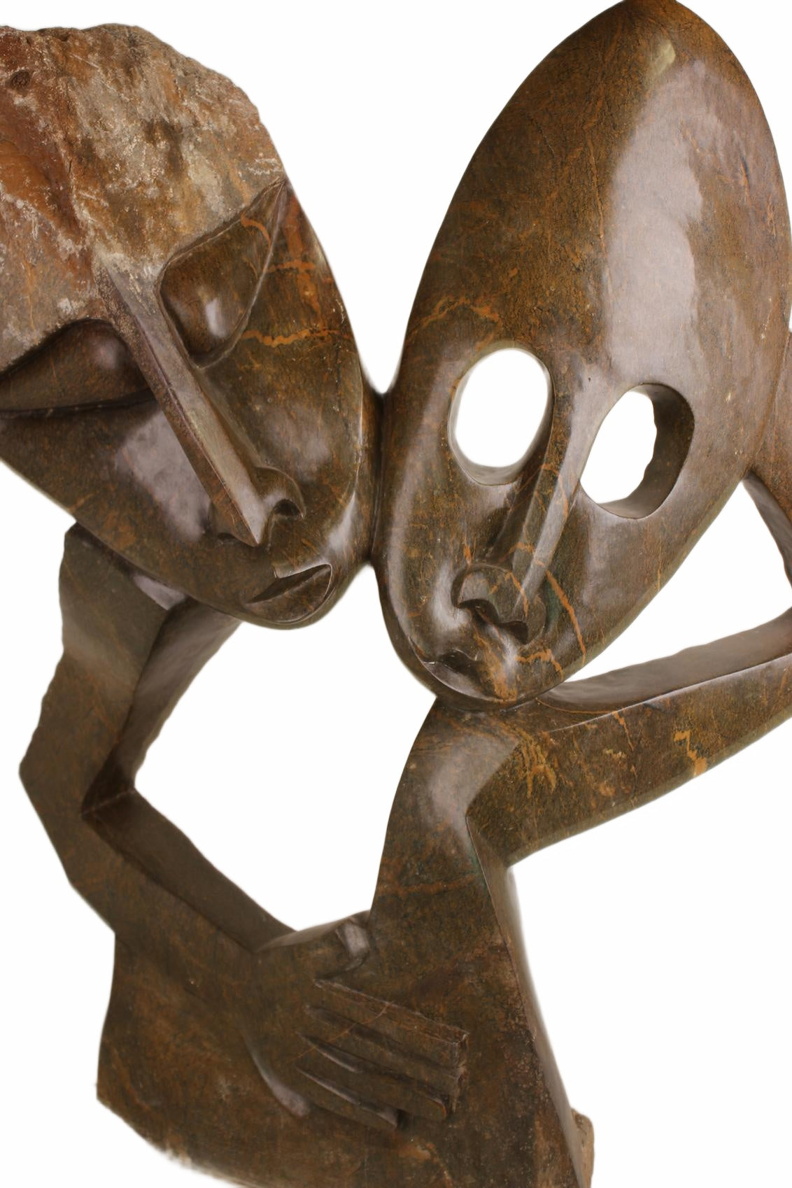 Shona Tribe Serpentine Stone Lovers ~49.2" Tall (New 2026) - Sculpture & Statuary