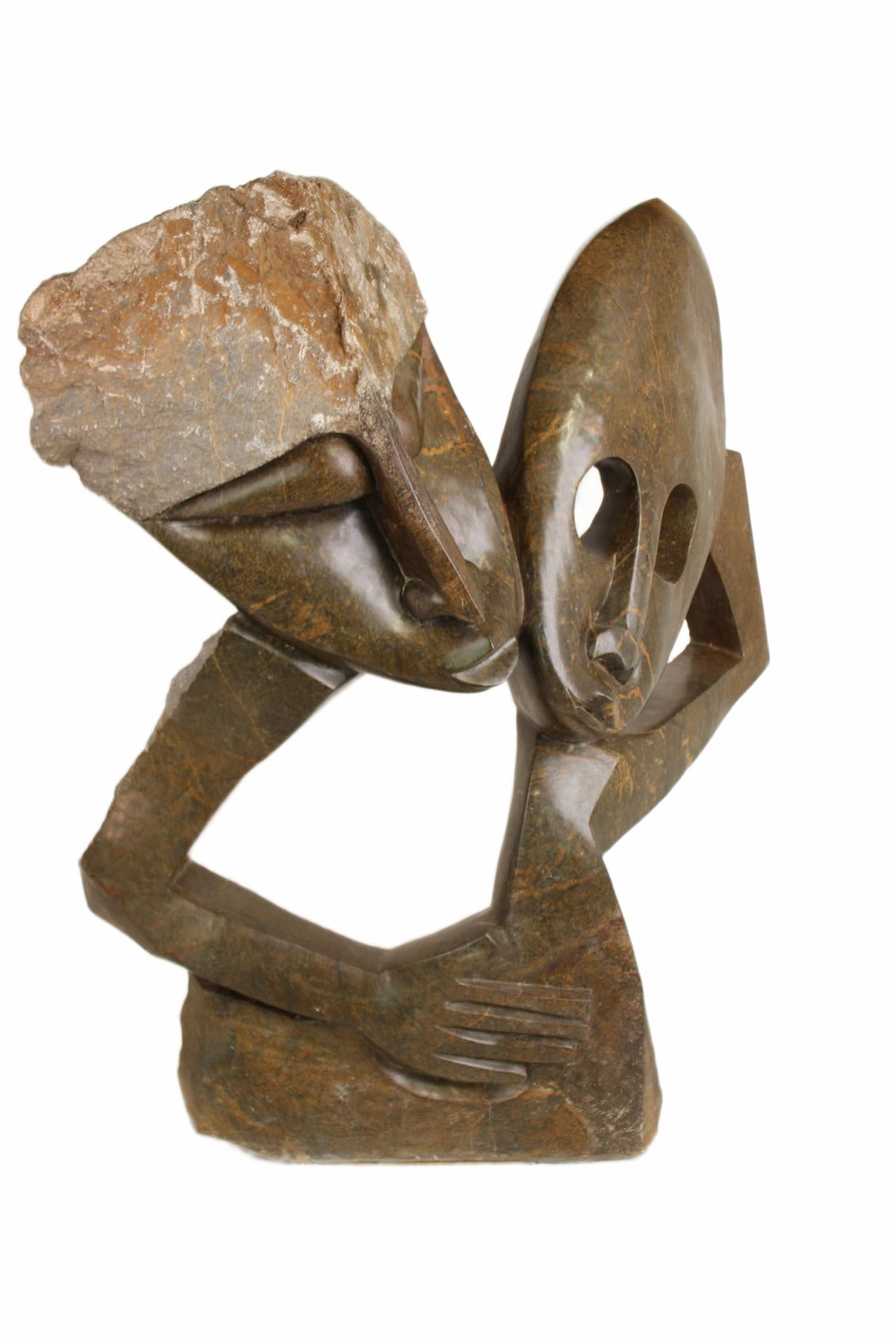 Shona Tribe Serpentine Stone Lovers ~49.2" Tall (New 2026) - Sculpture & Statuary