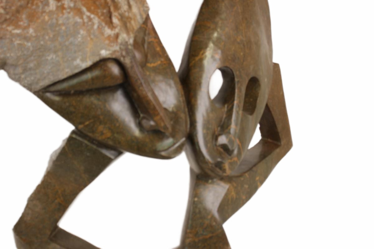 Shona Tribe Serpentine Stone Lovers ~49.2" Tall (New 2026) - Sculpture & Statuary
