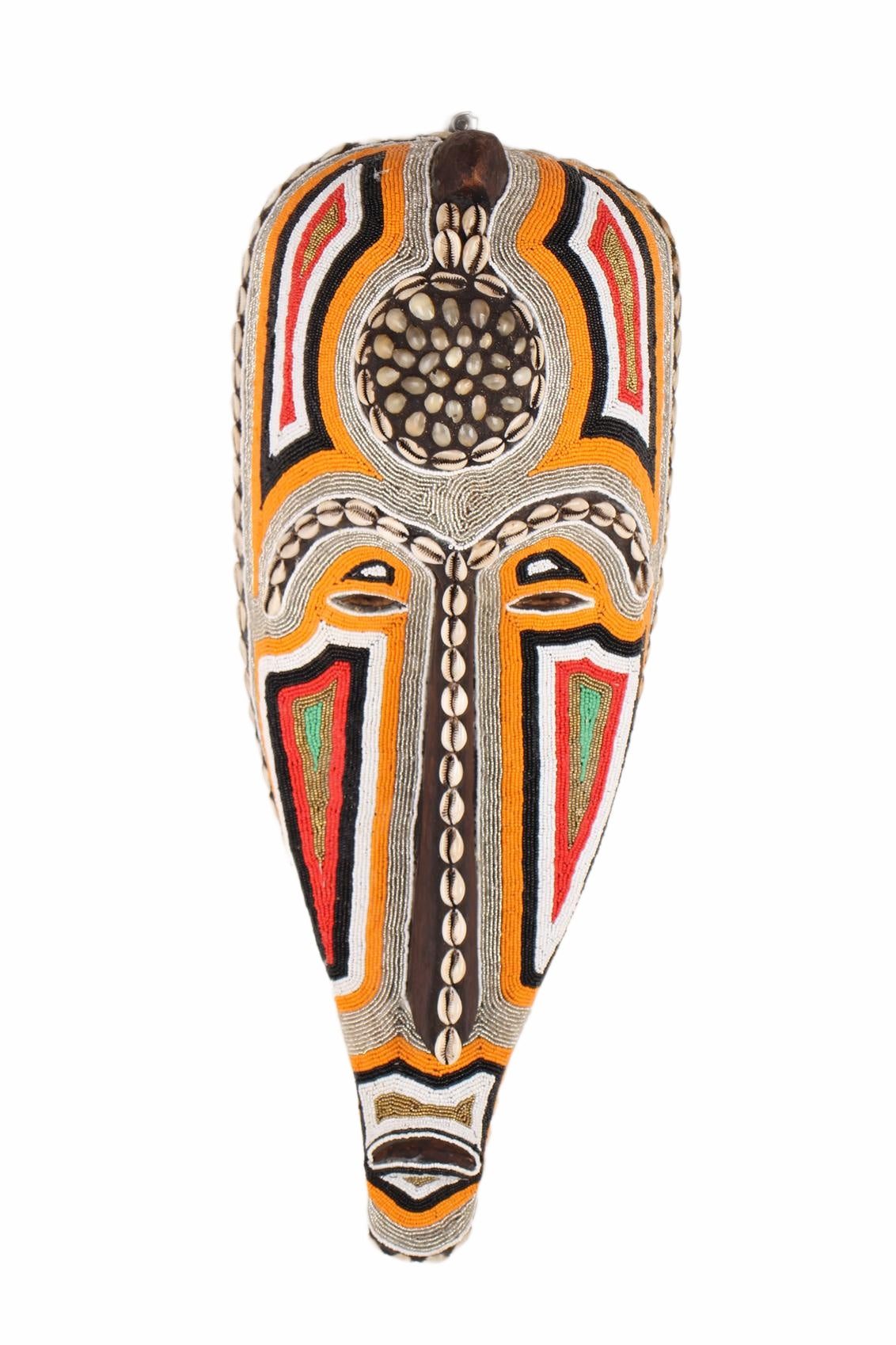 Fang Tribe Beaded Mask ~24.4" Tall (New 2026) - Masks