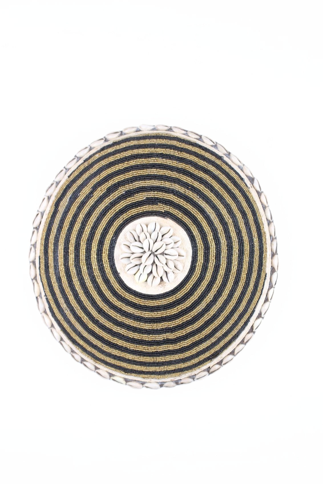 Tikar Tribe Beaded Shield ~13.4" Tall (New 2026) - Masks