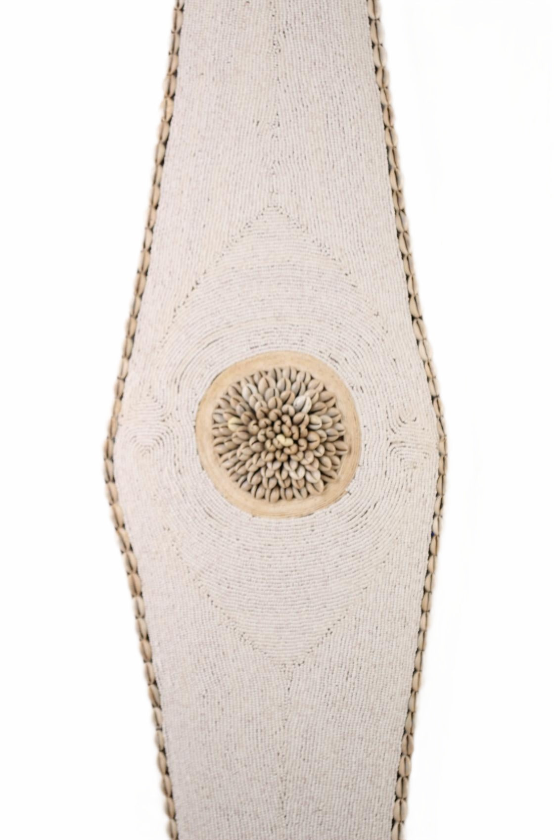 Tikar Tribe Beaded Long Shield ~46.1" Tall (New 2026) - Sculpture & Statuary