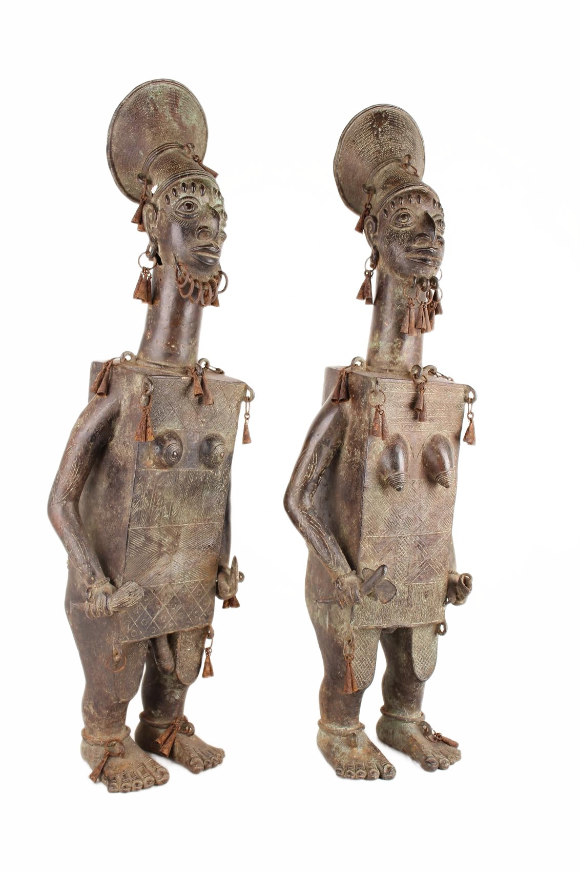 Mangbetu Tribe Bronze Figures ~33.5" Tall (New 2026) - Sculpture & Statuary