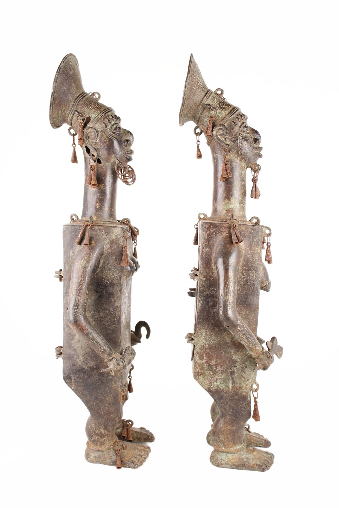 Mangbetu Tribe Bronze Figures ~33.5" Tall (New 2026) - Sculpture & Statuary