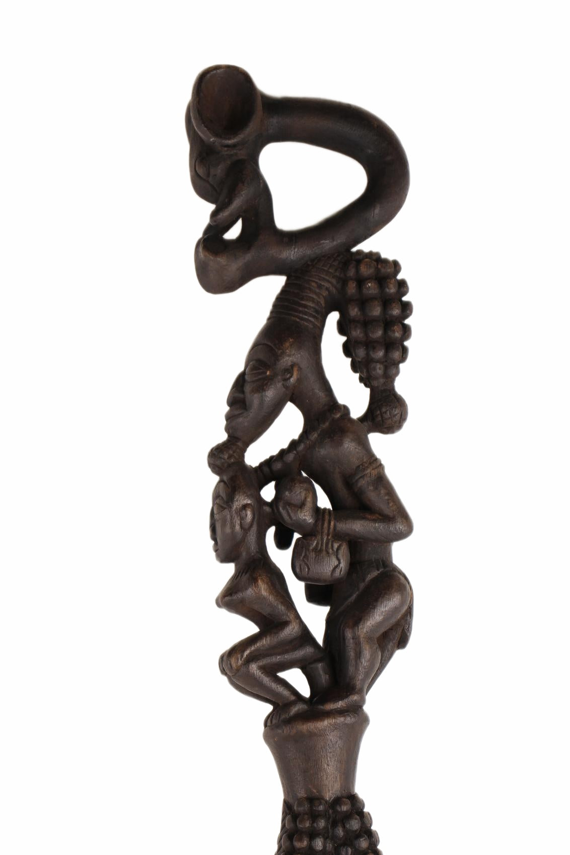 Bamileke Tribe Wooden Walking Stick ~45.3" Tall (New 2026) - Sculpture & Statuary