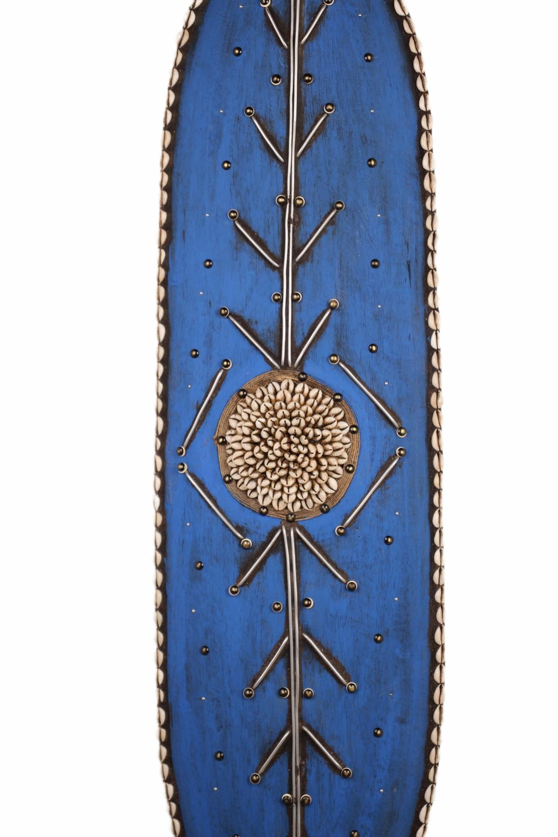 Tikar Tribe Beaded Long Shield ~46.5" Tall (New 2026) - Sculpture & Statuary