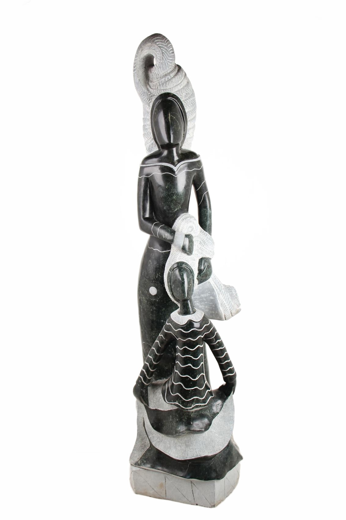 Shona Tribe Opal Stone Mother and Child ~70.9" Tall (New 2026)