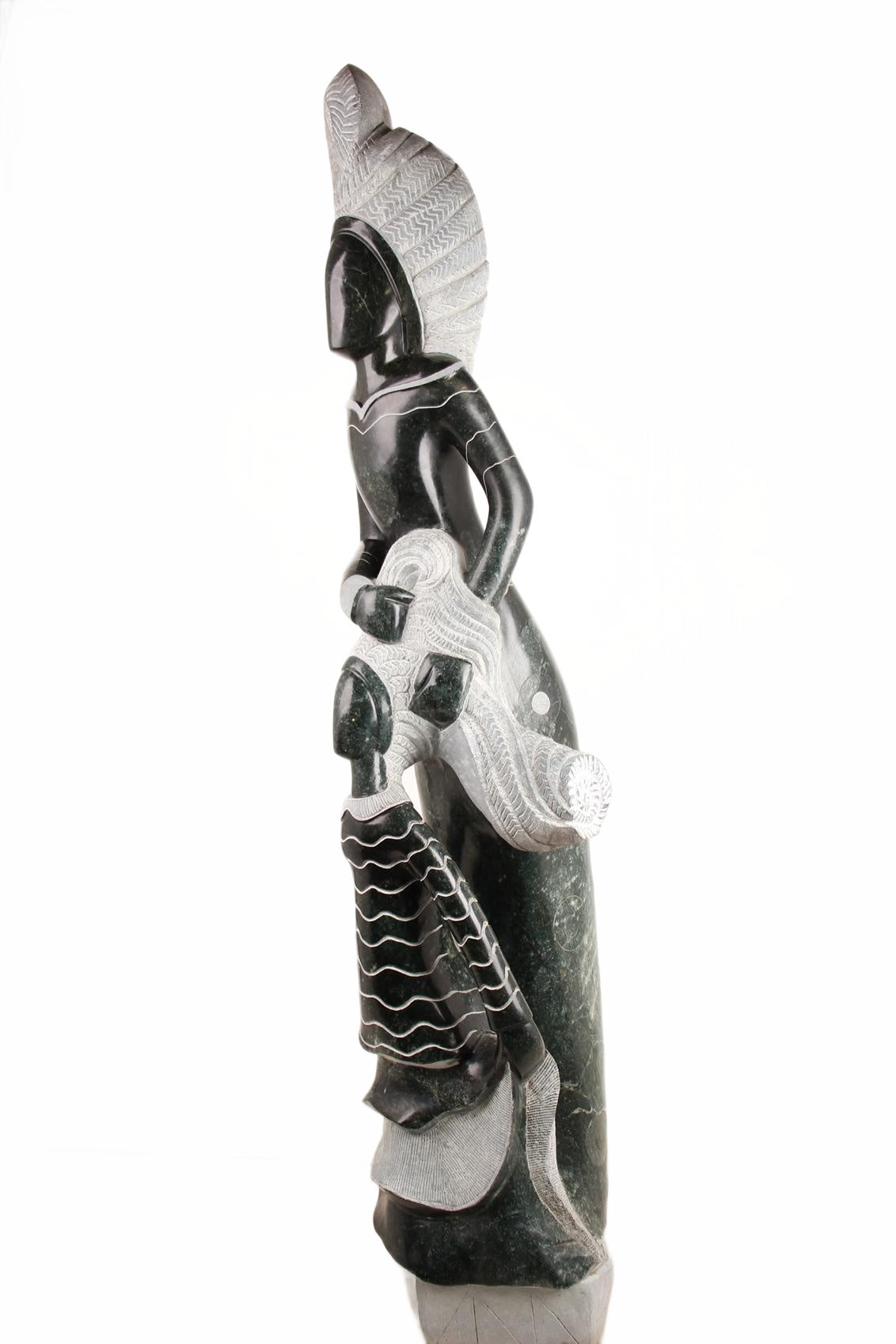 Shona Tribe Opal Stone Mother and Child ~70.9" Tall (New 2026) - Sculpture & Statuary