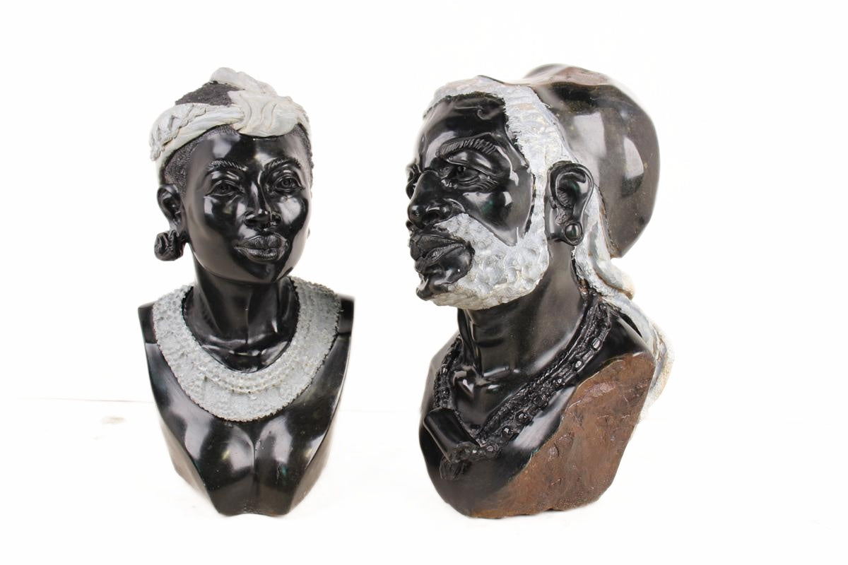 Shona Tribe Springstone Bust ~25.2" Tall (New 2026) - Sculpture & Statuary