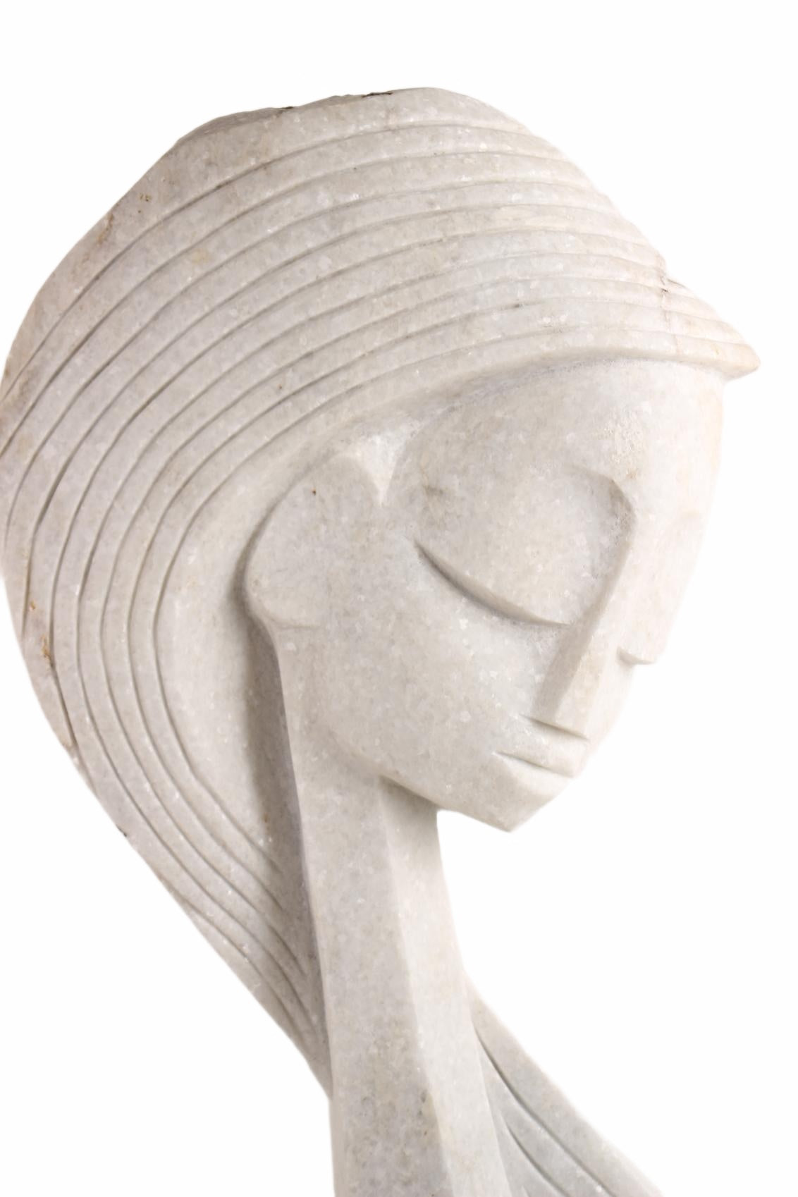 Shona Tribe Dolomite Stone Princess ~50.4" Tall (New 2026) - Sculpture & Statuary