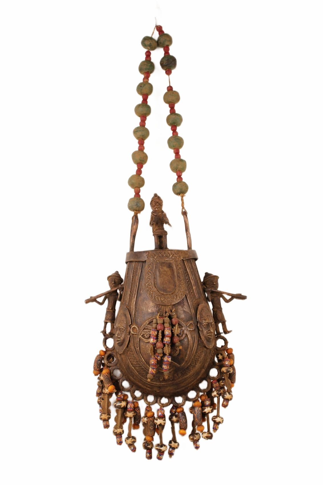 Edo Tribe Benin Bronze Medicine Pouch ~29.5" Tall (New 2026) - Sculpture & Statuary