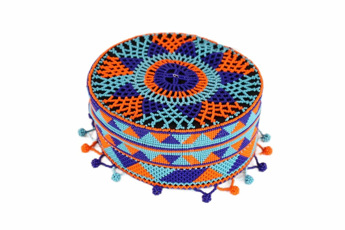 Ndebele Tribe Beaded Fez ~4.7" Tall (New 2026) - Textiles & Apparel