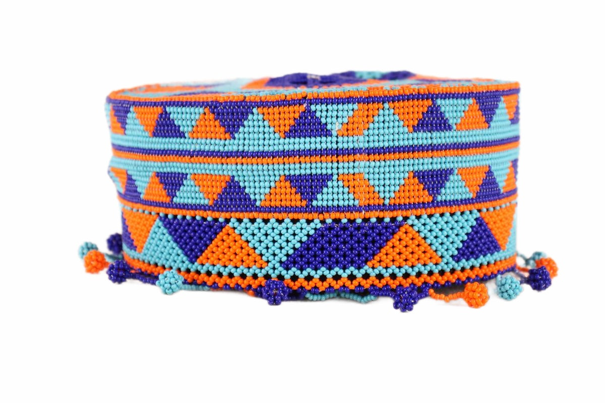 Ndebele Tribe Beaded Fez ~4.7" Tall (New 2026) - Textiles & Apparel