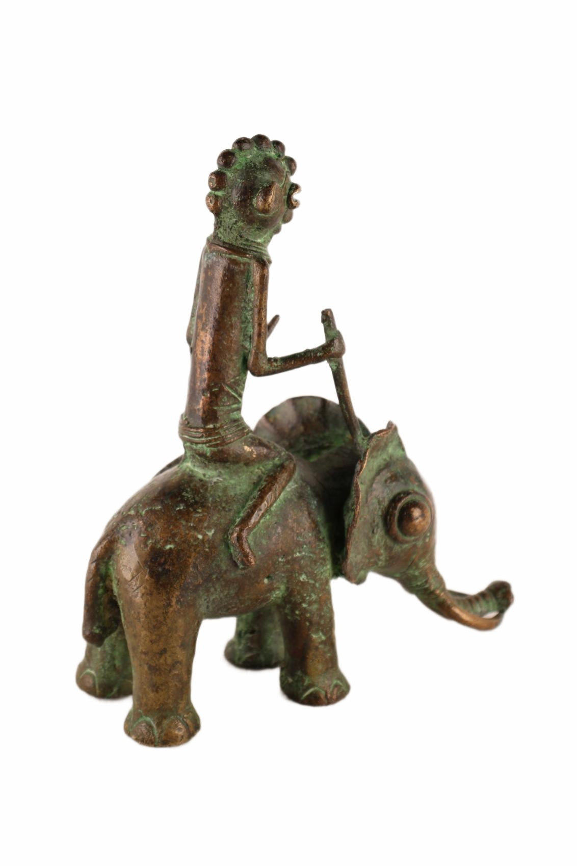 Sao/Kotoko Tribe Bronze Elephant Rider ~9.8" Tall (New 2026) - Sculpture & Statuary
