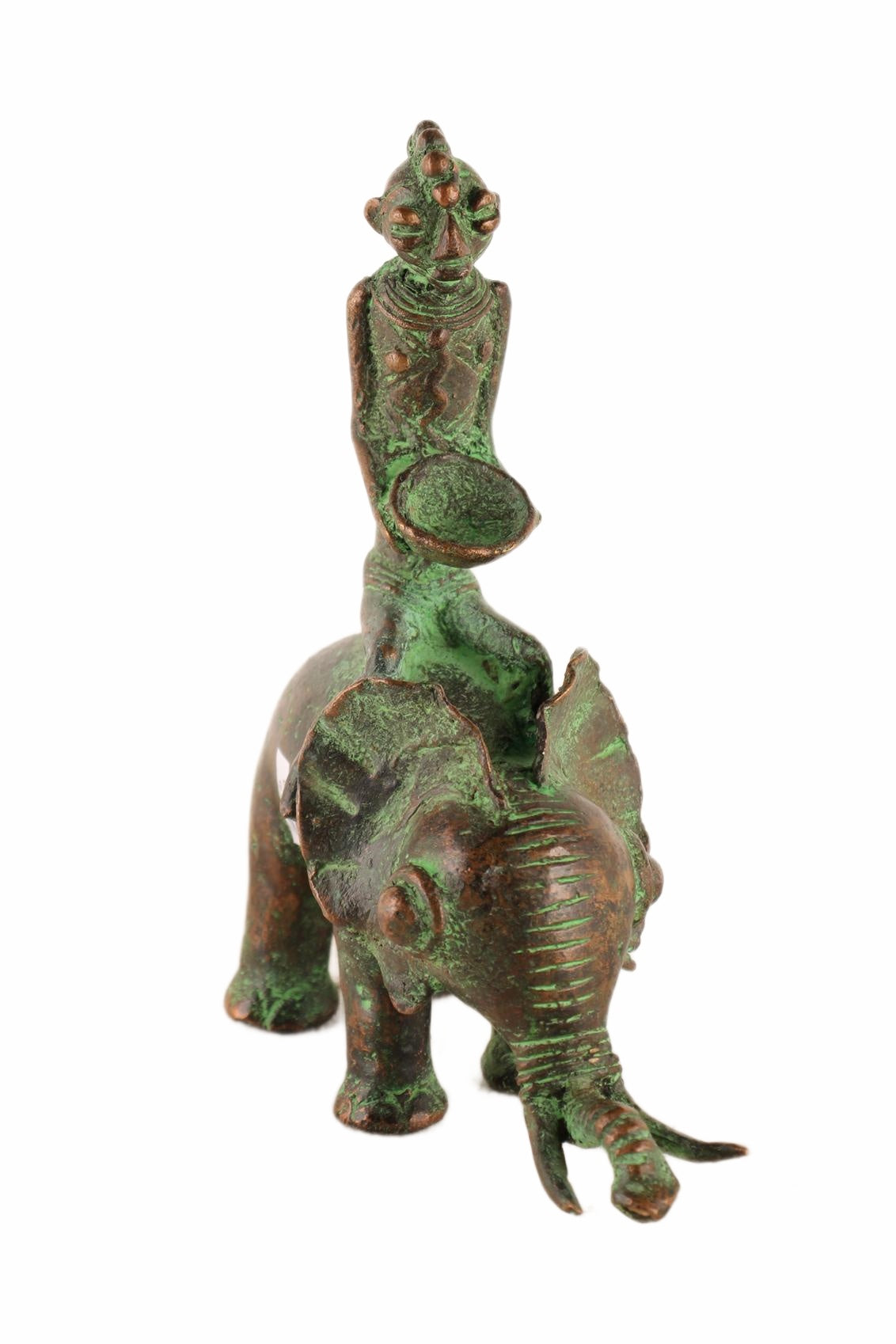 Sao/Kotoko Tribe Bronze Elephant Rider ~9.8" Tall (New 2026) - Sculpture & Statuary