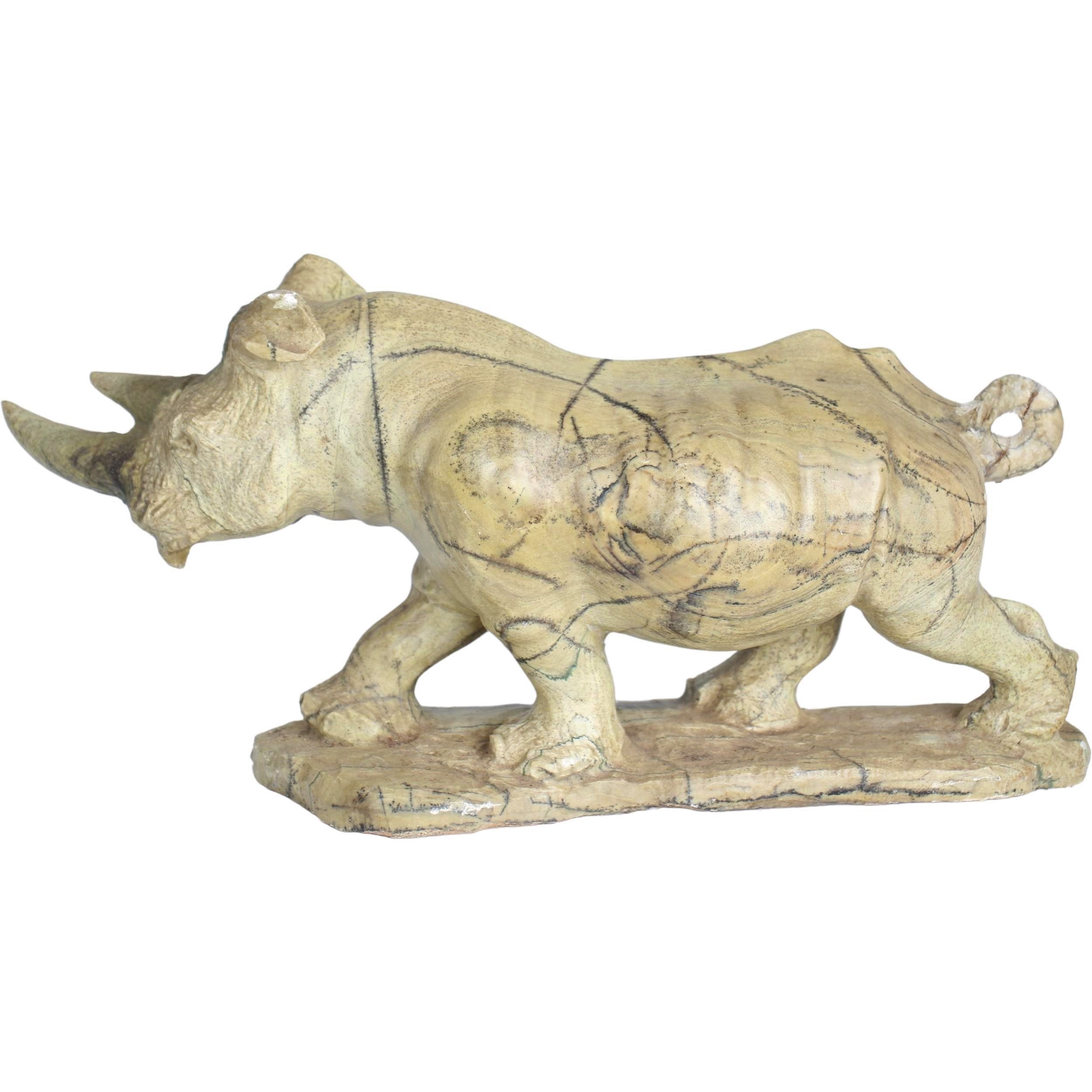 Shona Tribe Butter Jade Rhino ~6.7" Tall - Rhino