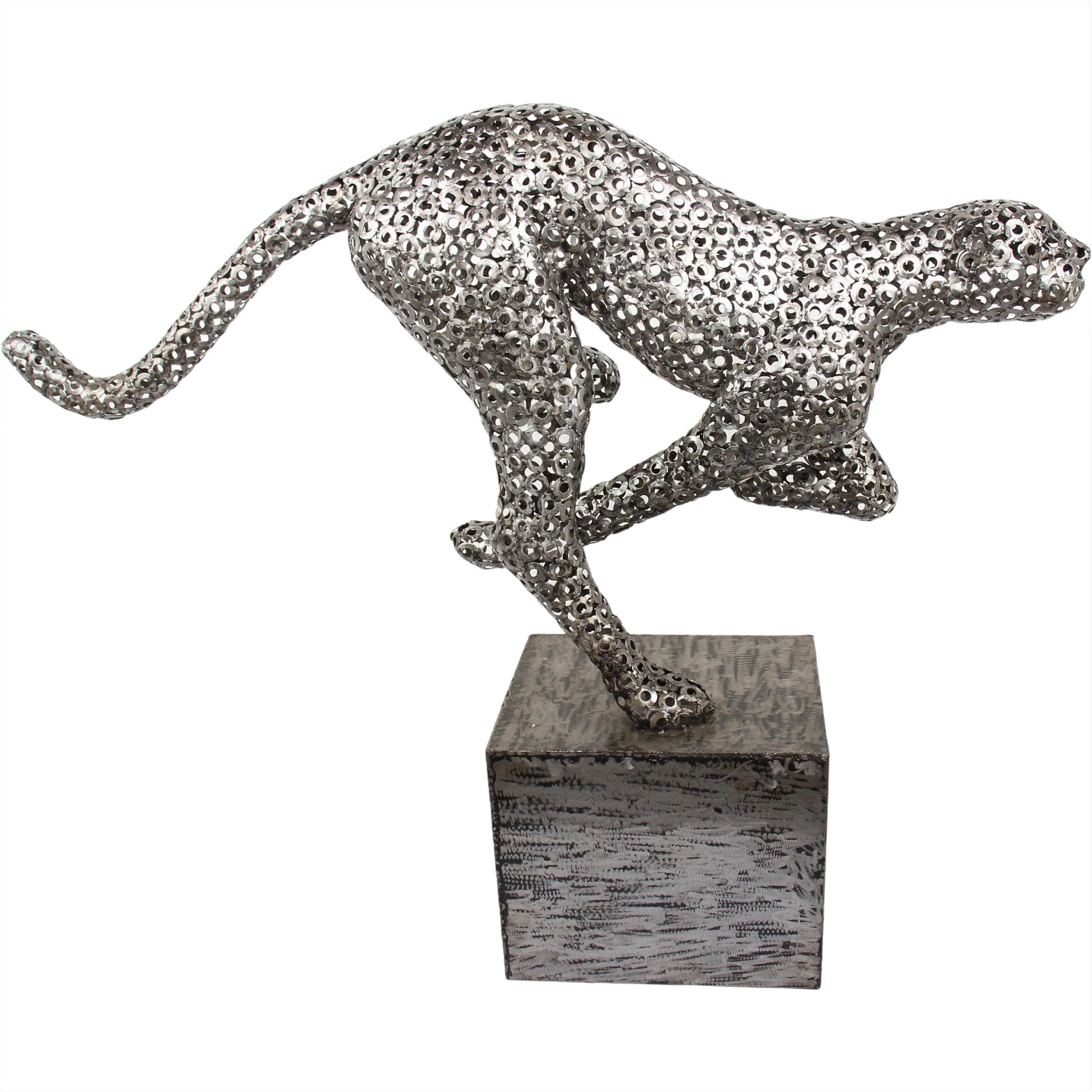 Shona Tribe Metal Cheetah ~45.7" Tall