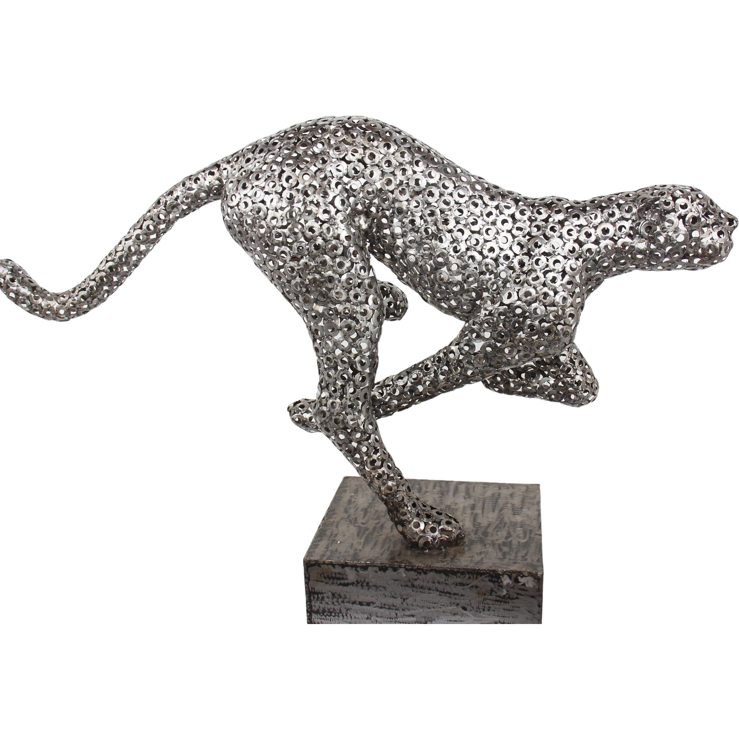 Shona Tribe Metal Cheetah ~45.7" Tall - Metal Cheetah